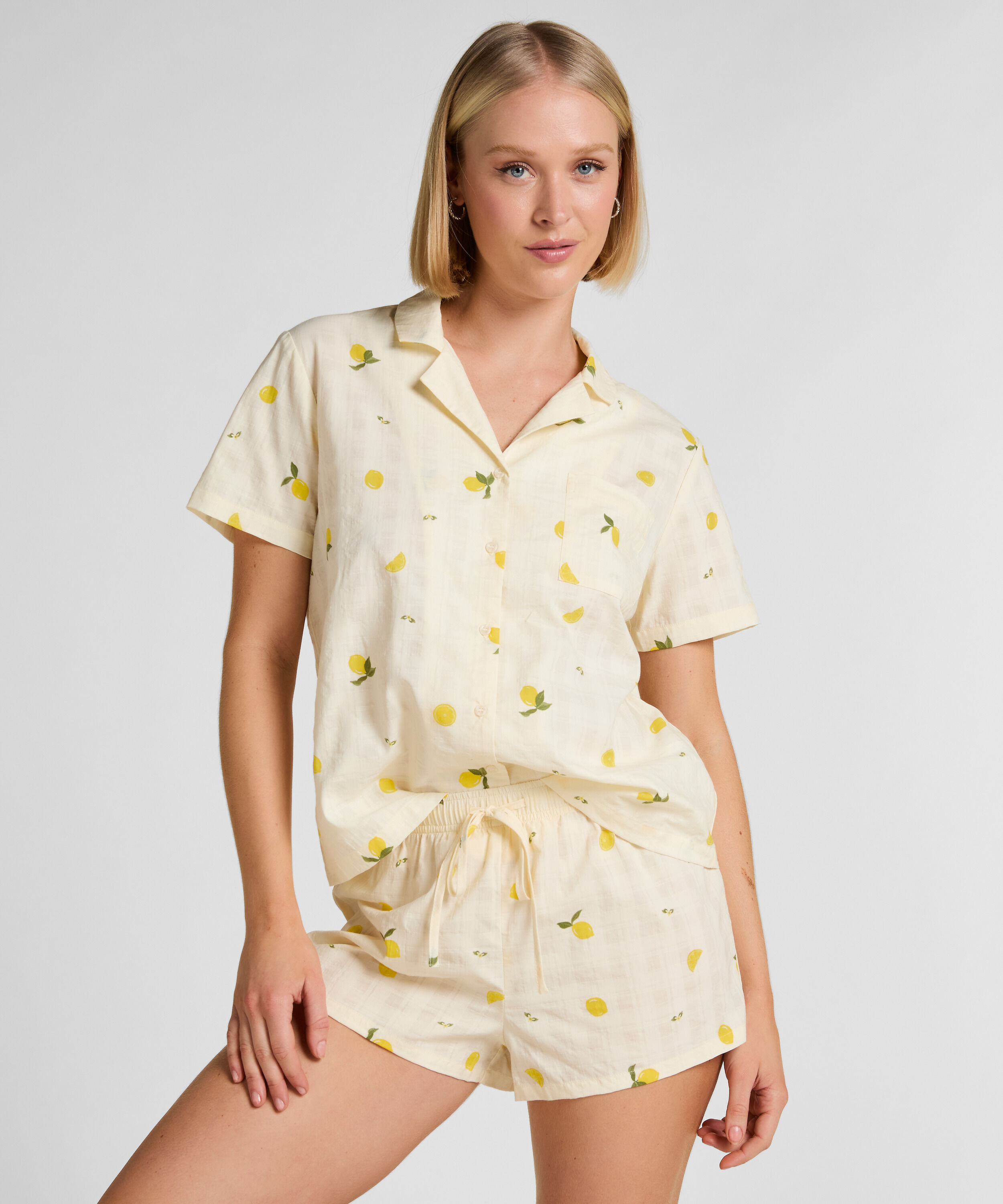 Lemon Pyjamashorts, Weiß