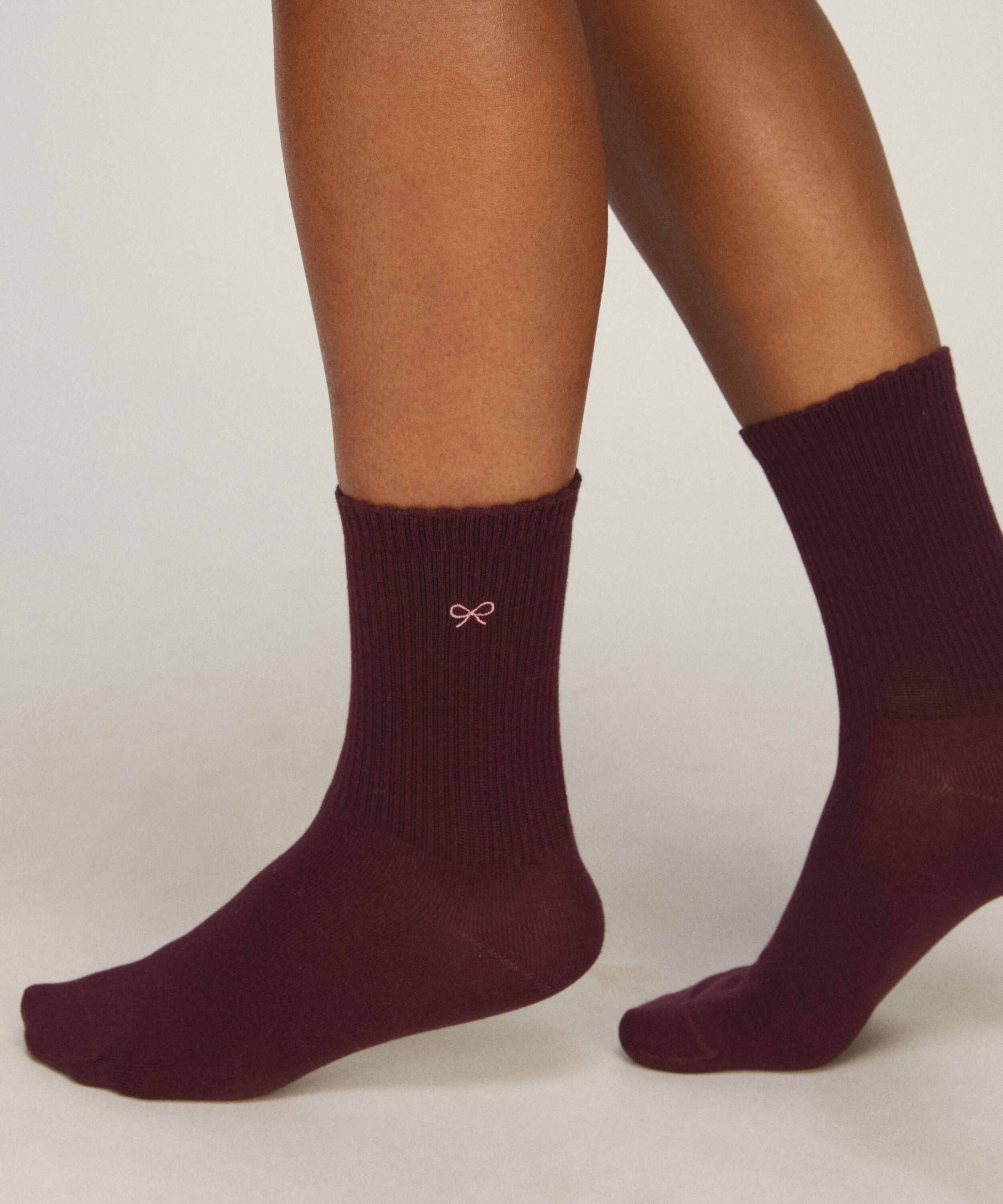 2 Paar Baumwoll-Crew-Socken, Rosa