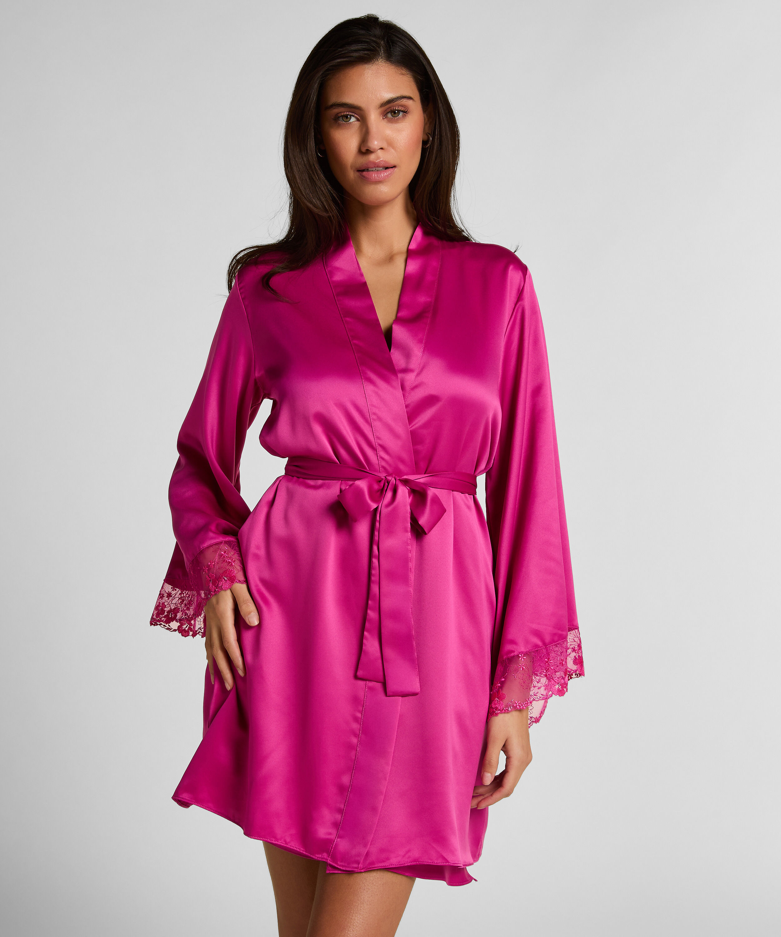 Peonie Kimono Satin, Rosa Peonie Kimono Satin, Rosa