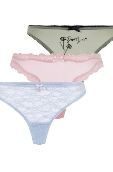Thumbnail - Hunkemöller 3er-Pack Blooming-String Lila