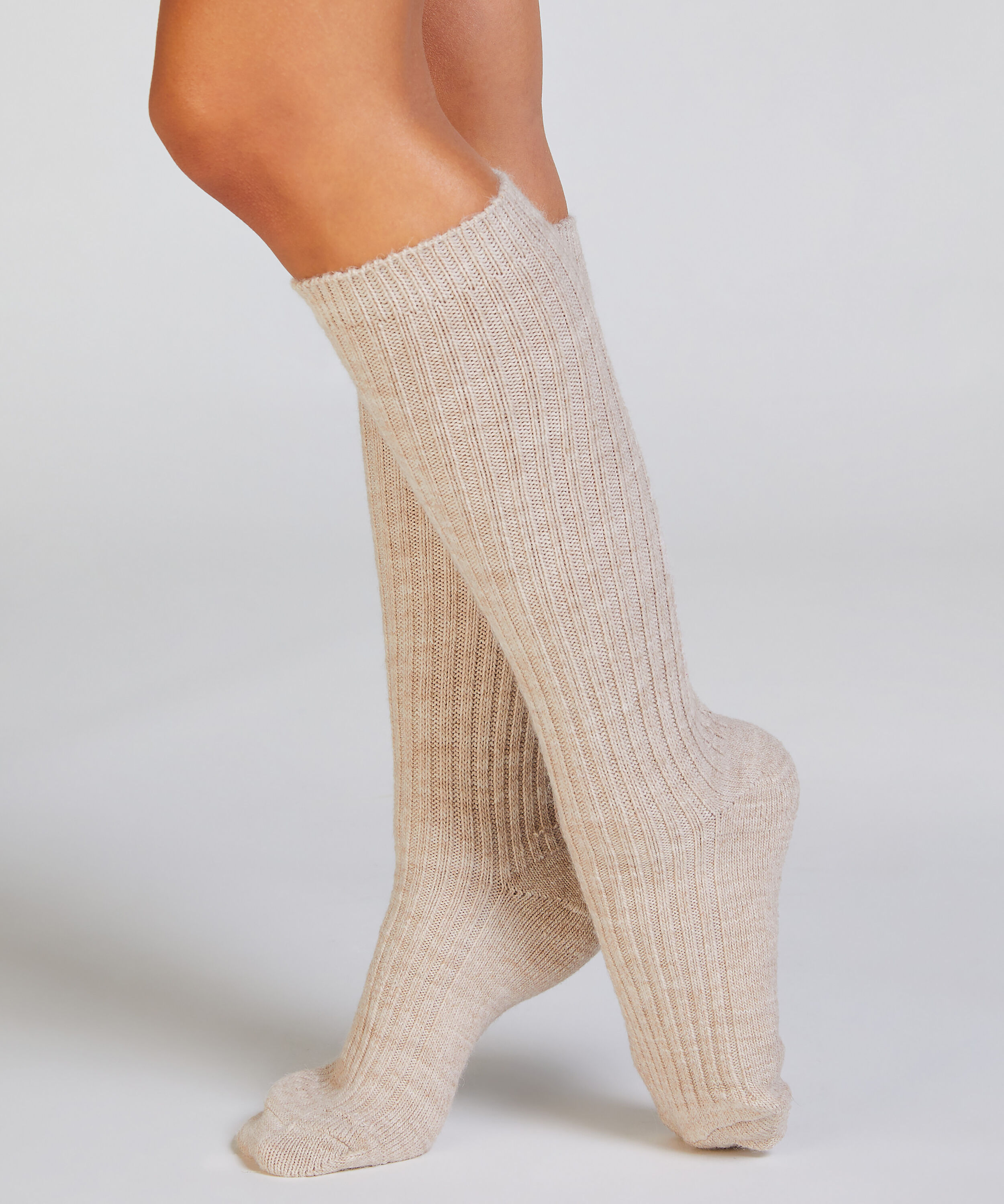 1 Paar Stricksocken, Beige