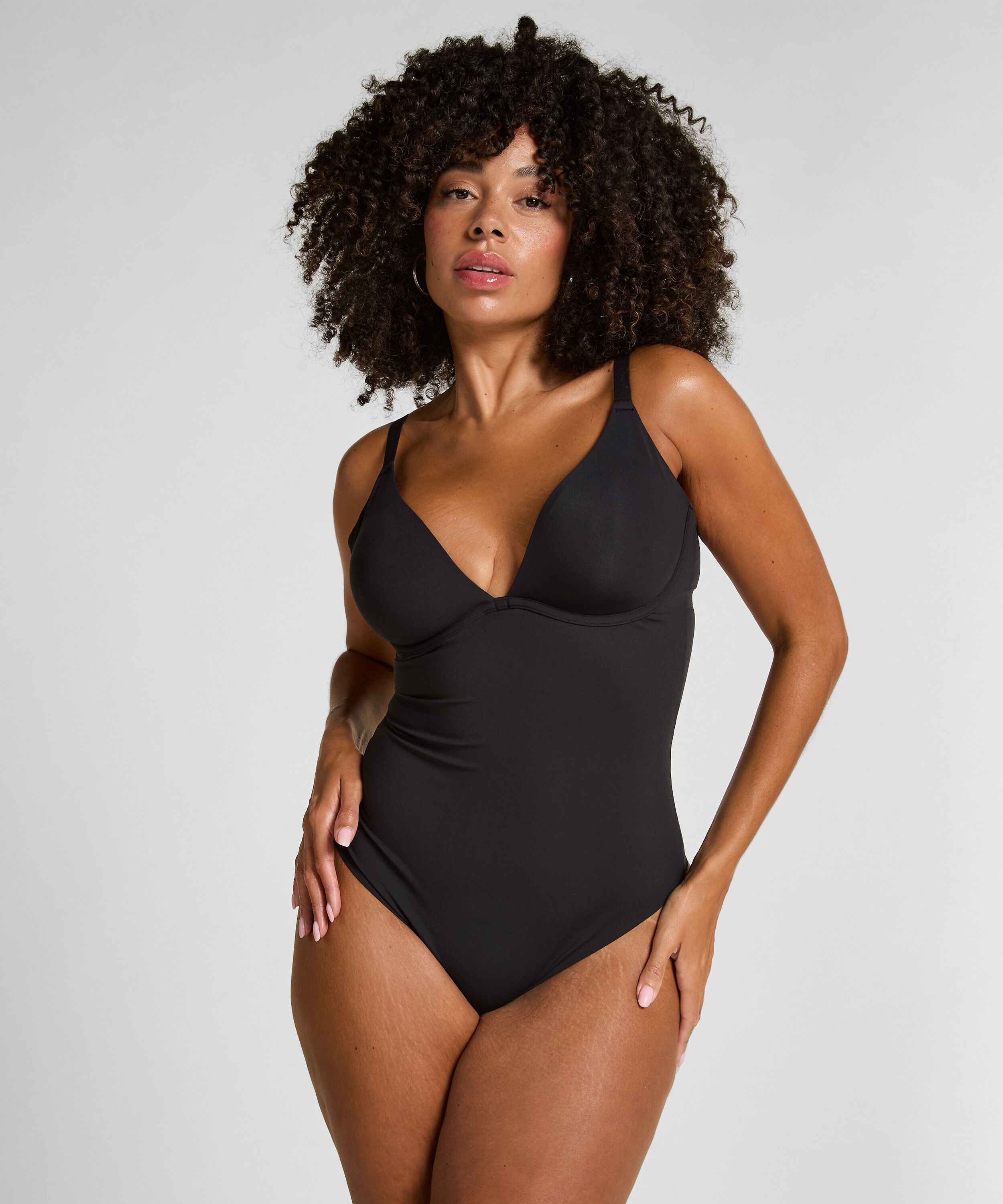 Geschmeidiger ungepolsterter Body, Schwarz Geschmeidiger ungepolsterter Body, Schwarz