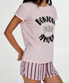 Kurzarm-Pyjamatop Loose Fit, Rose