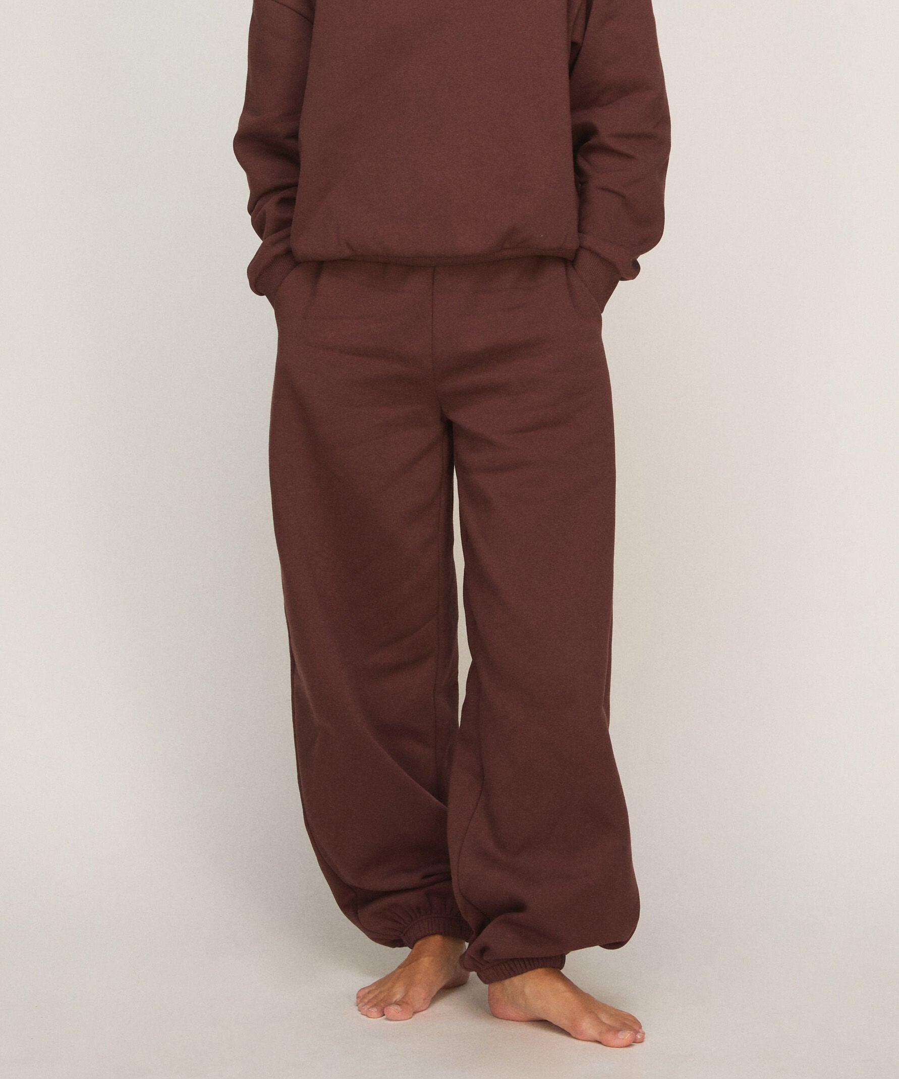 Jogginghose aus Angerautem Sweat, Braun Jogginghose aus Angerautem Sweat, Braun