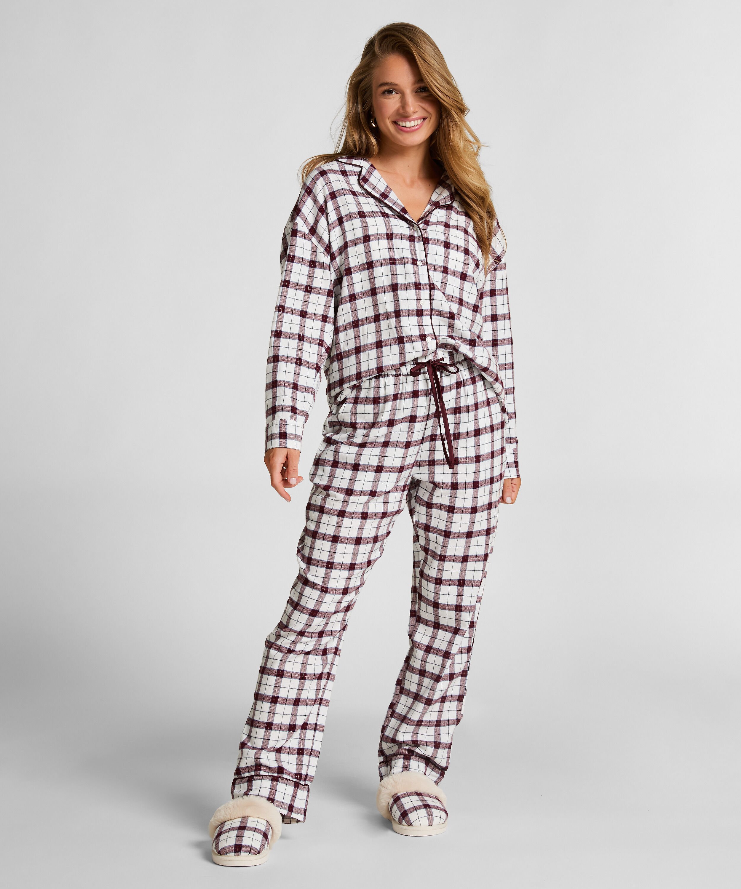 Petite Pyjamahose Flanell, Weiß Petite Pyjamahose Flanell, Weiß