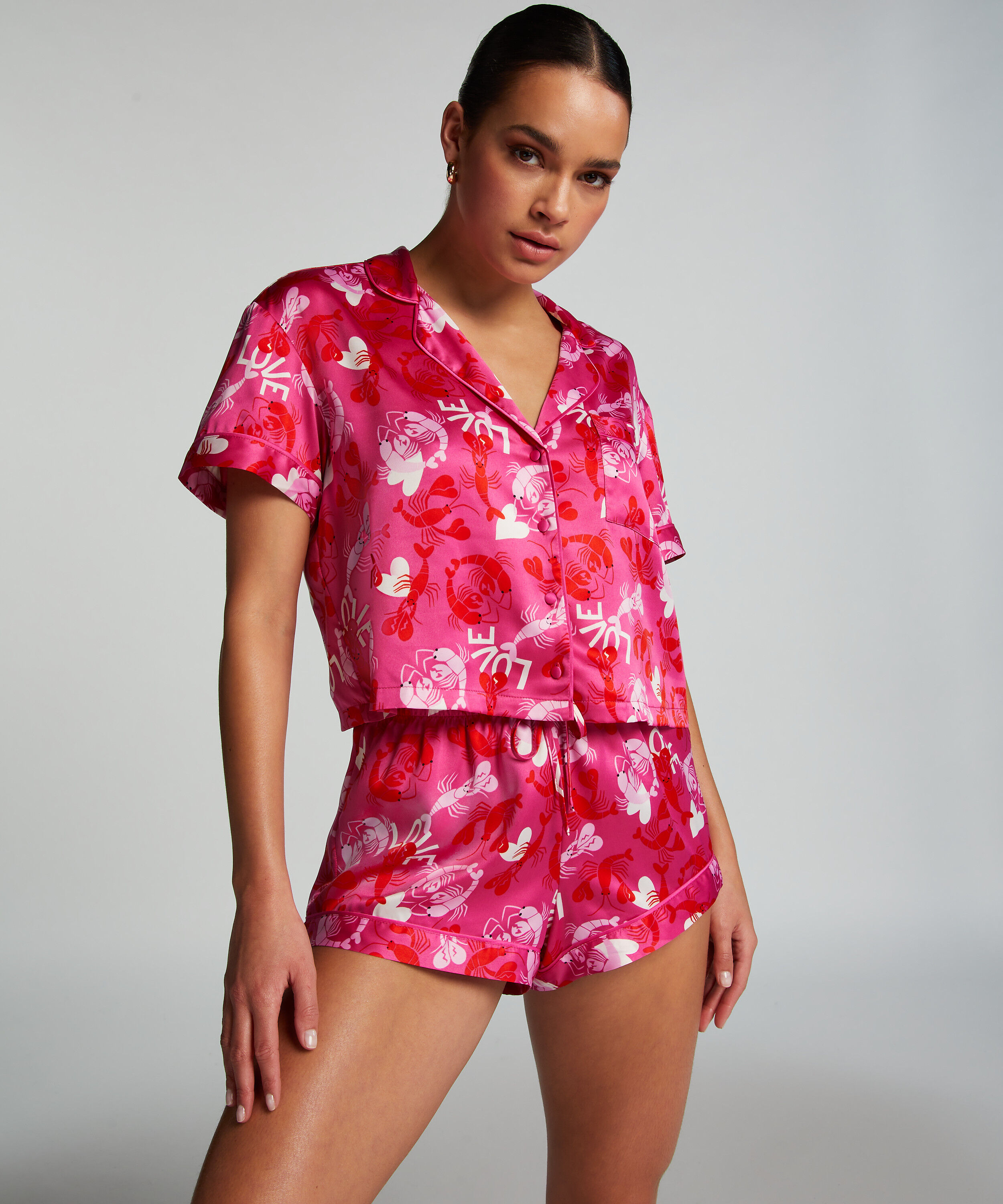 Pyjama-Shorts Satin, Rosa