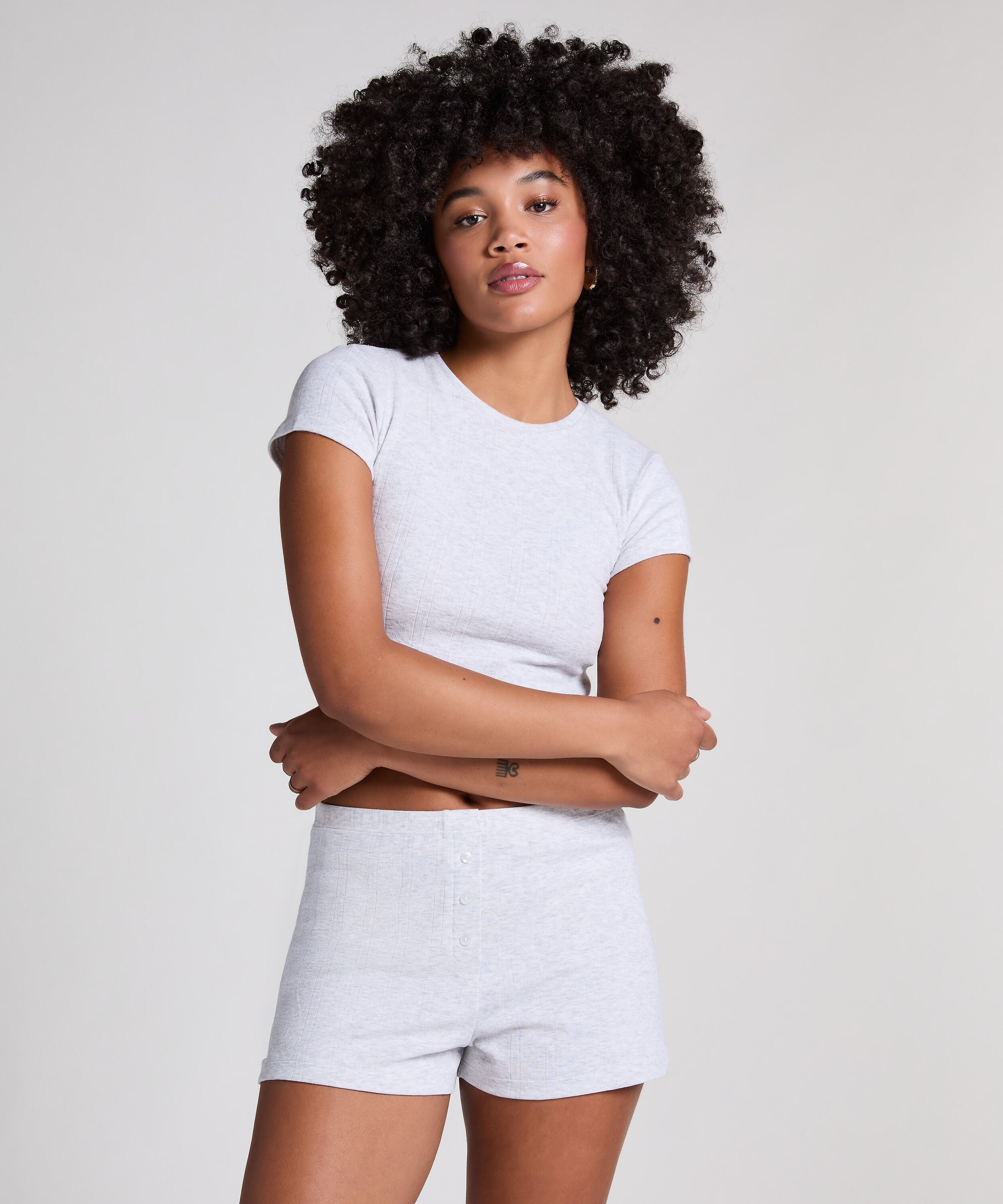 Pointelle-Shorts, Grau Pointelle-Shorts, Grau