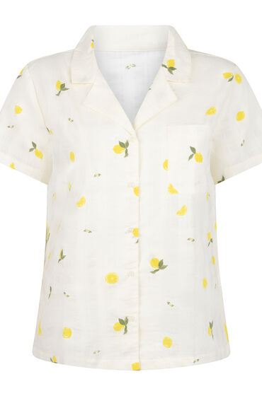 Thumbnail - Hunkemöller Zitronen Pyjamajacke Weiß