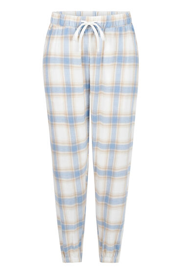 Thumbnail - Hunkemöller Petite Pyjamahose Twill Check Blau