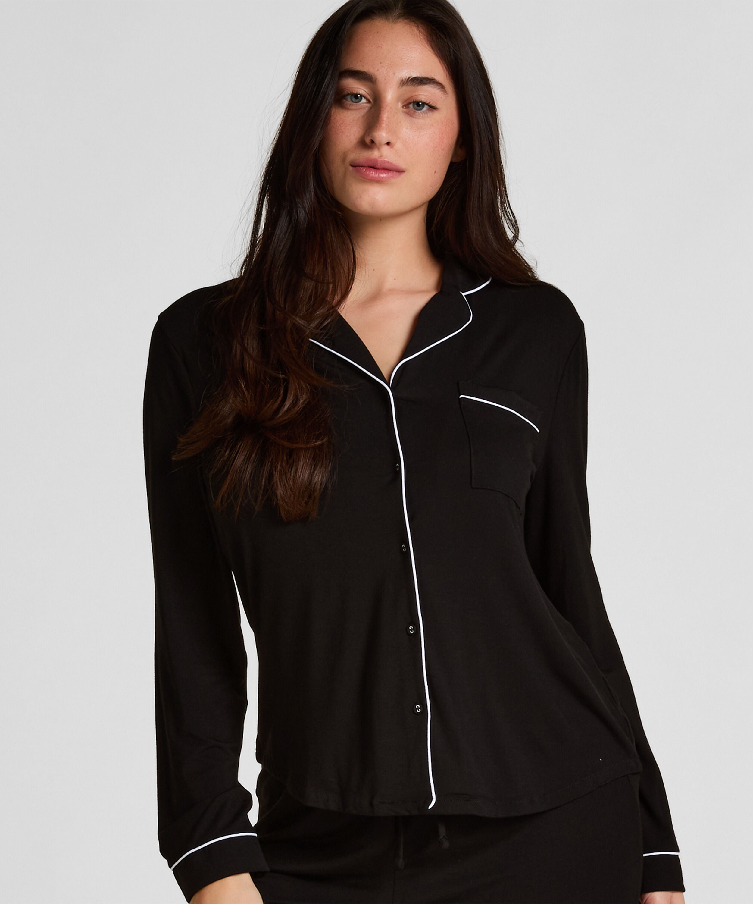 Langärmelige Jersey-Jacke Essential, Schwarz Langärmelige Jersey-Jacke Essential, Schwarz