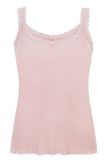 Thumbnail - Hunkemöller Geripptes Cami mit Spitze Rosa