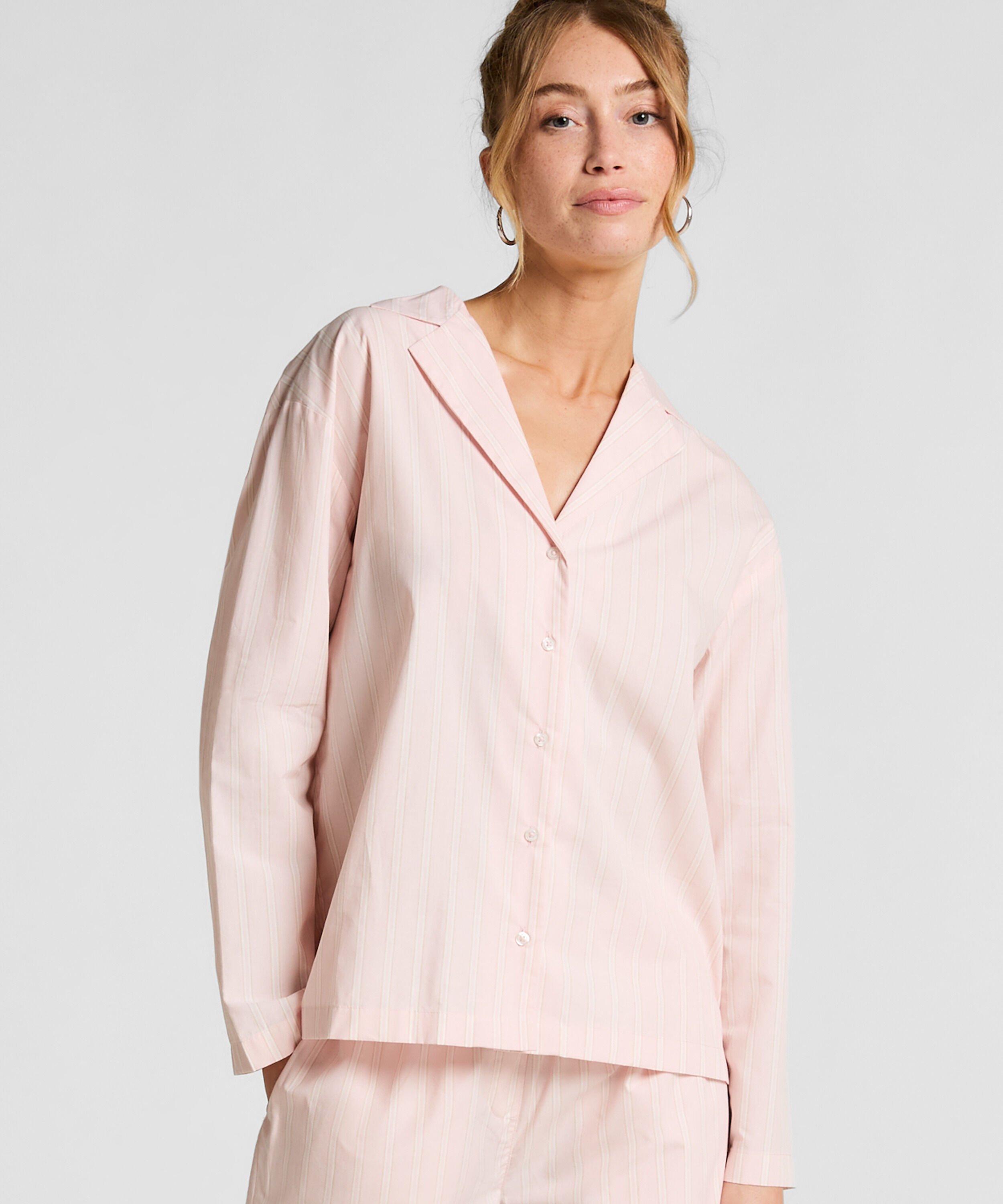 Pyjama-Top Baumwolle Poplin, Rosa