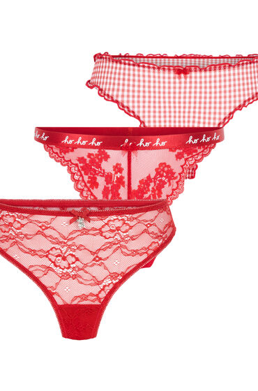 Thumbnail - Hunkemöller Weihnachtsstring-Geschenkset Rot