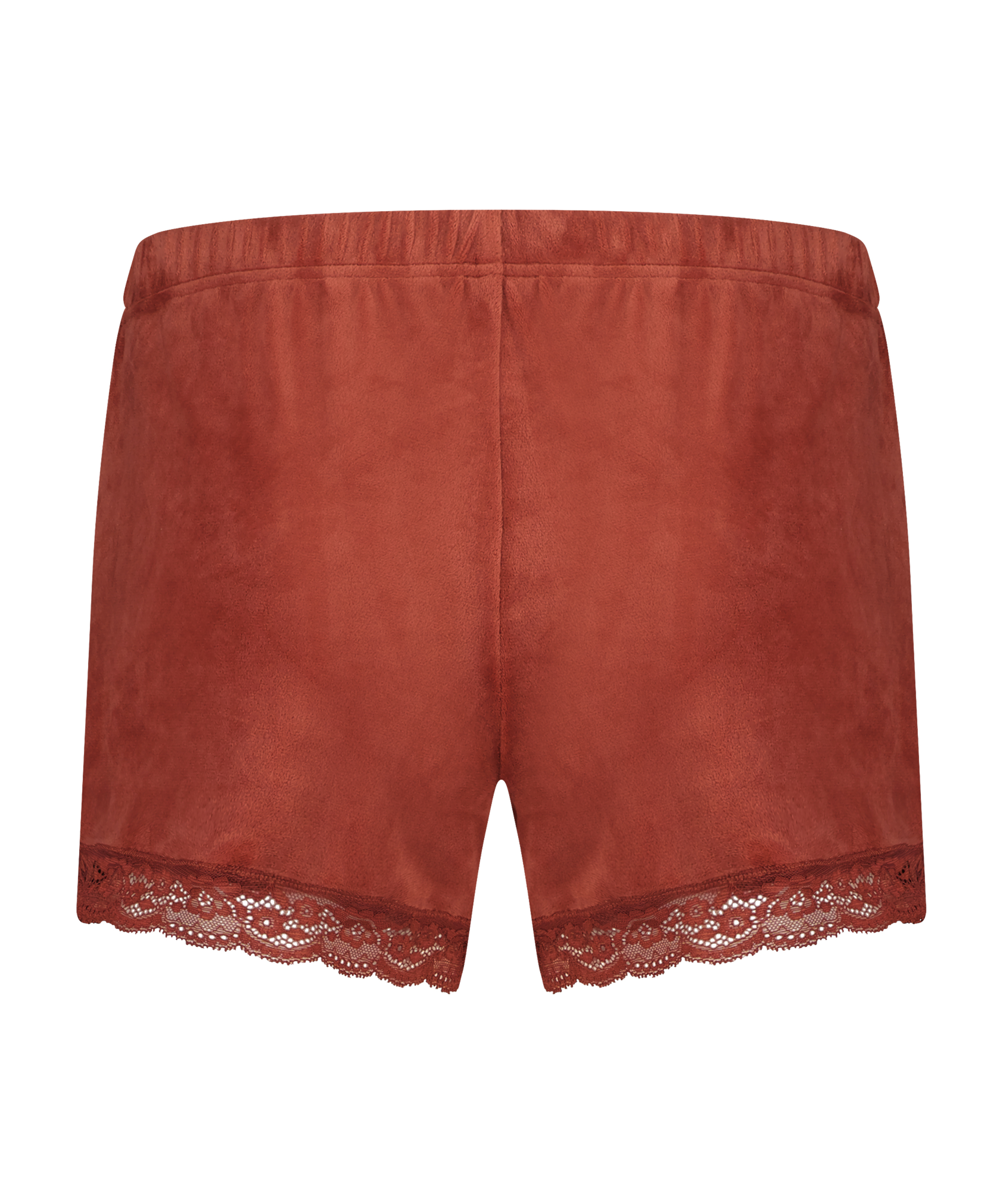 Shorts aus Velours mit Spitze, Rot, main