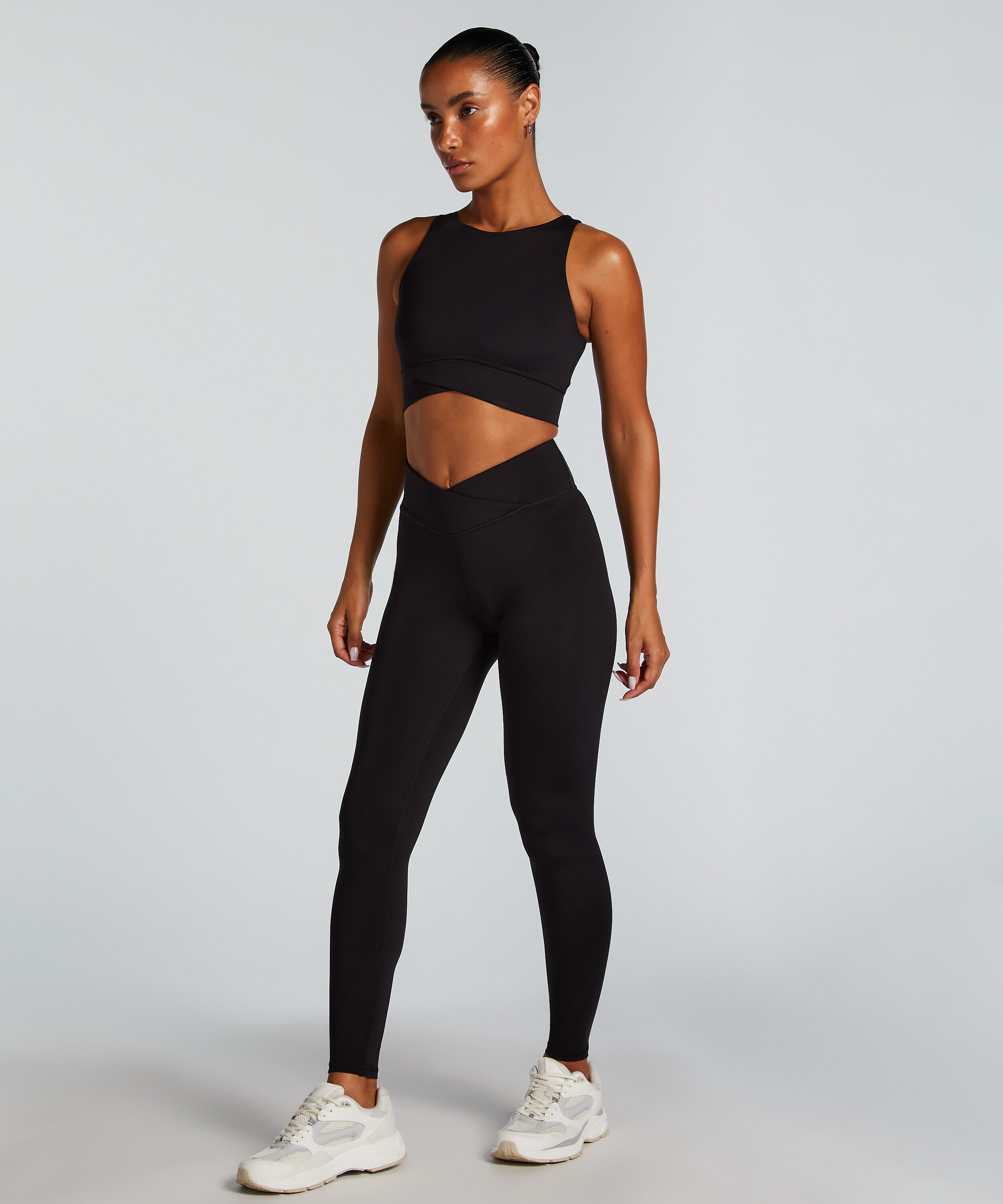 HKMX Gekreuzte High Waist-Leggings, Schwarz