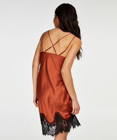 Slipdress Lace Satin, Rot