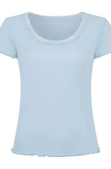 Thumbnail - Hunkemöller Pyjama-Oberteil Jersey Ripp Blau