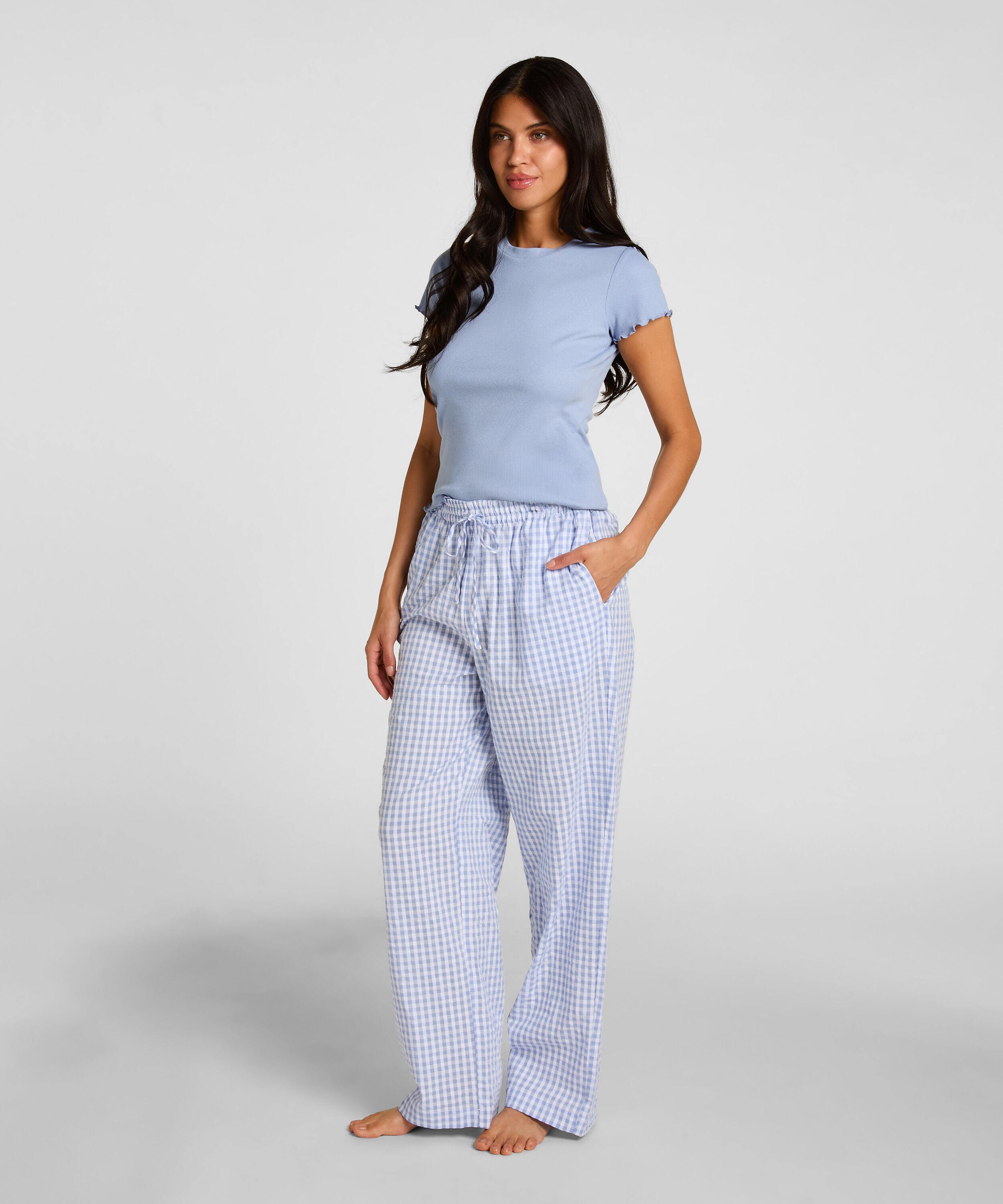Pyjamahose Baumwolle, Blau Pyjamahose Baumwolle, Blau