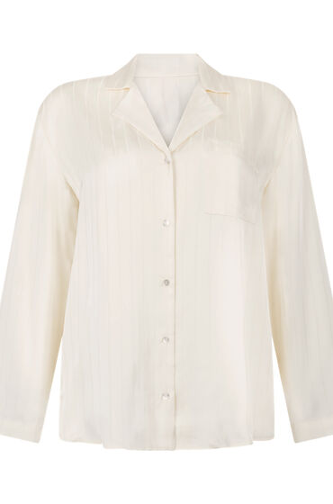 Thumbnail - Hunkemöller Satinjacke mit Nadelstreifen Weiß