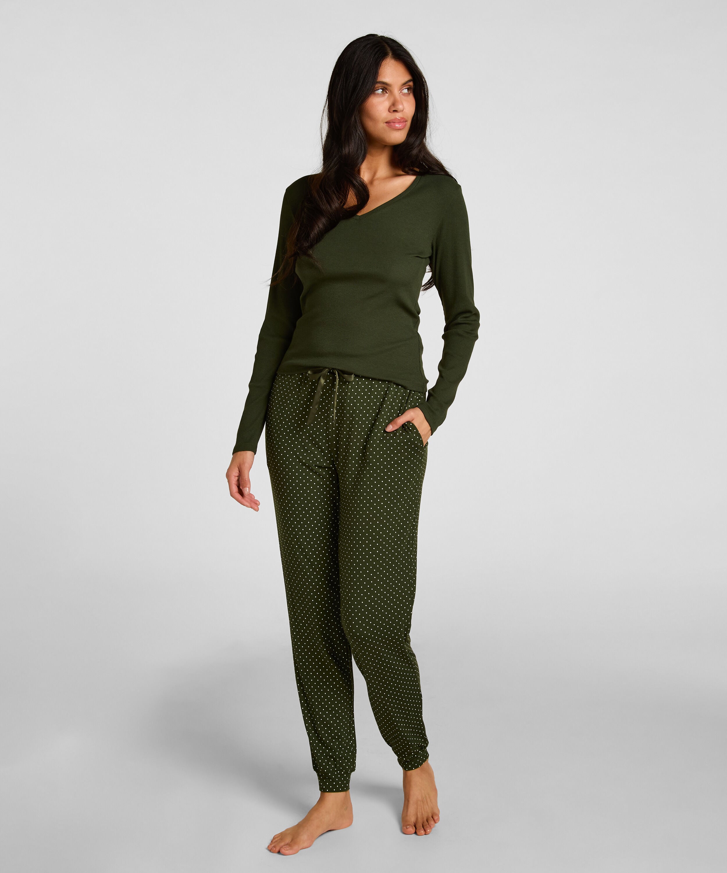 Pyjamahose Jersey, Grün