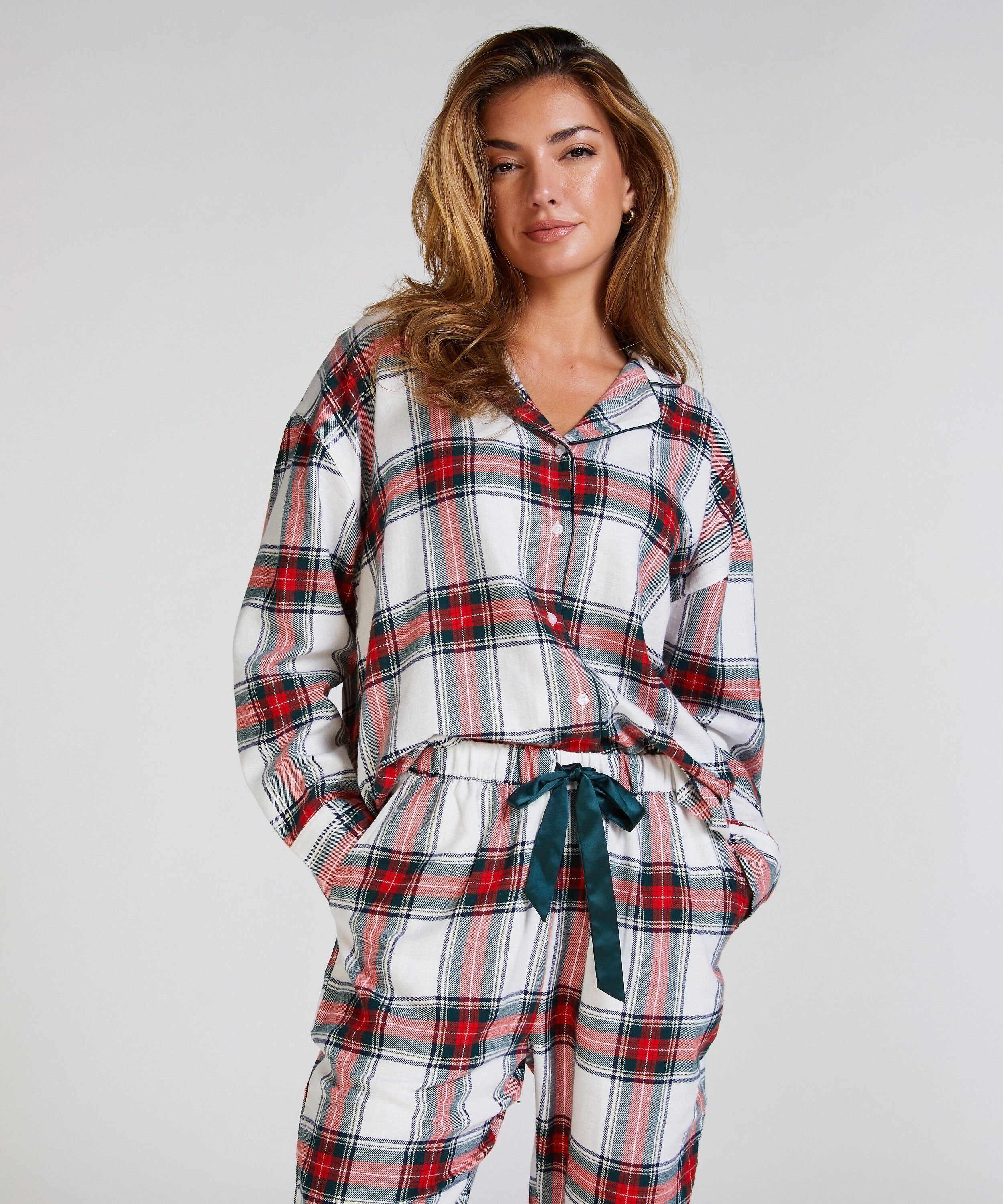 Pyjamatop aus Flanell, Weiß
