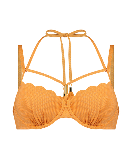 Lurex-Bikinioberteil Scallop, Orange