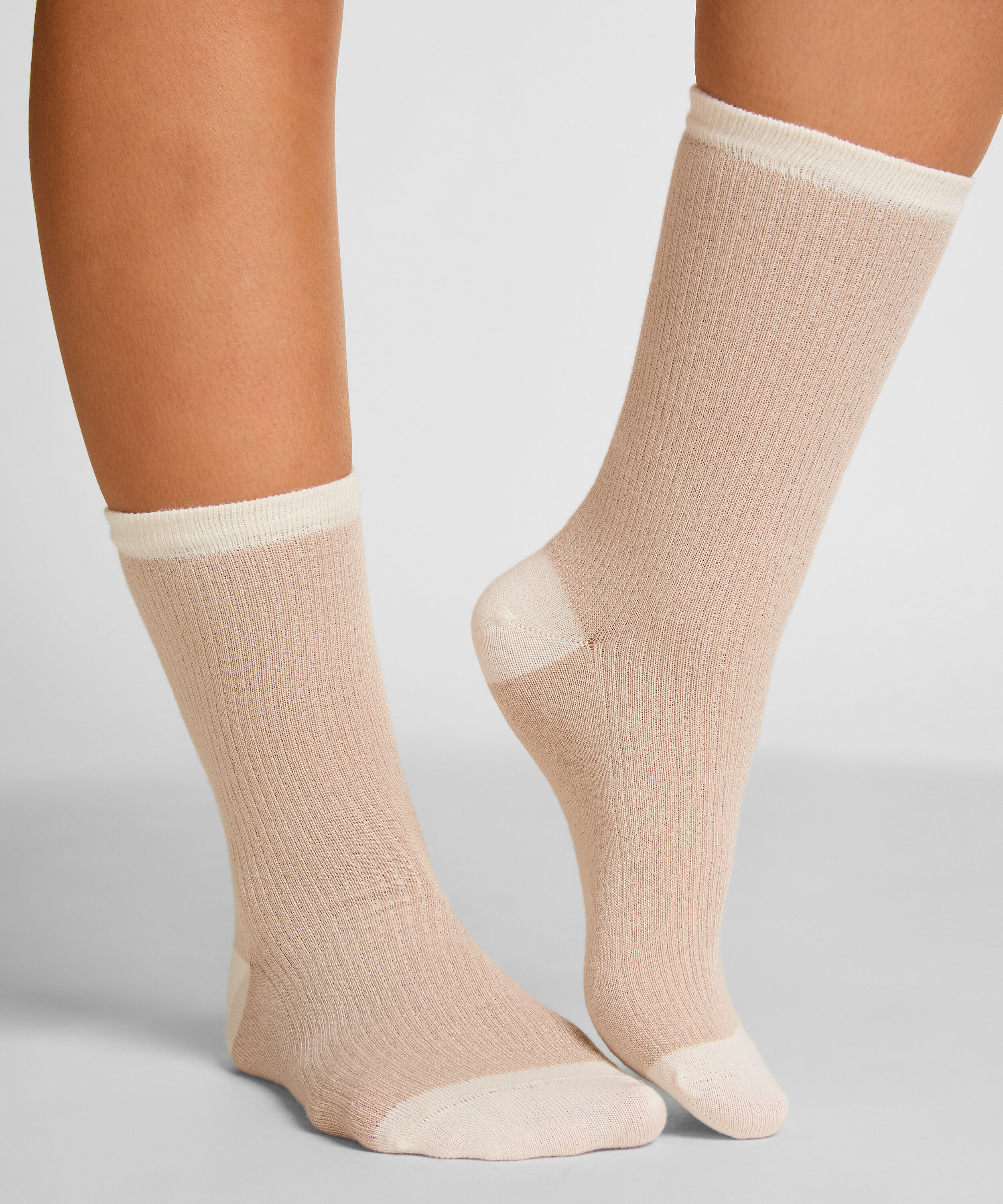 Crew-Socken aus Modal, Beige