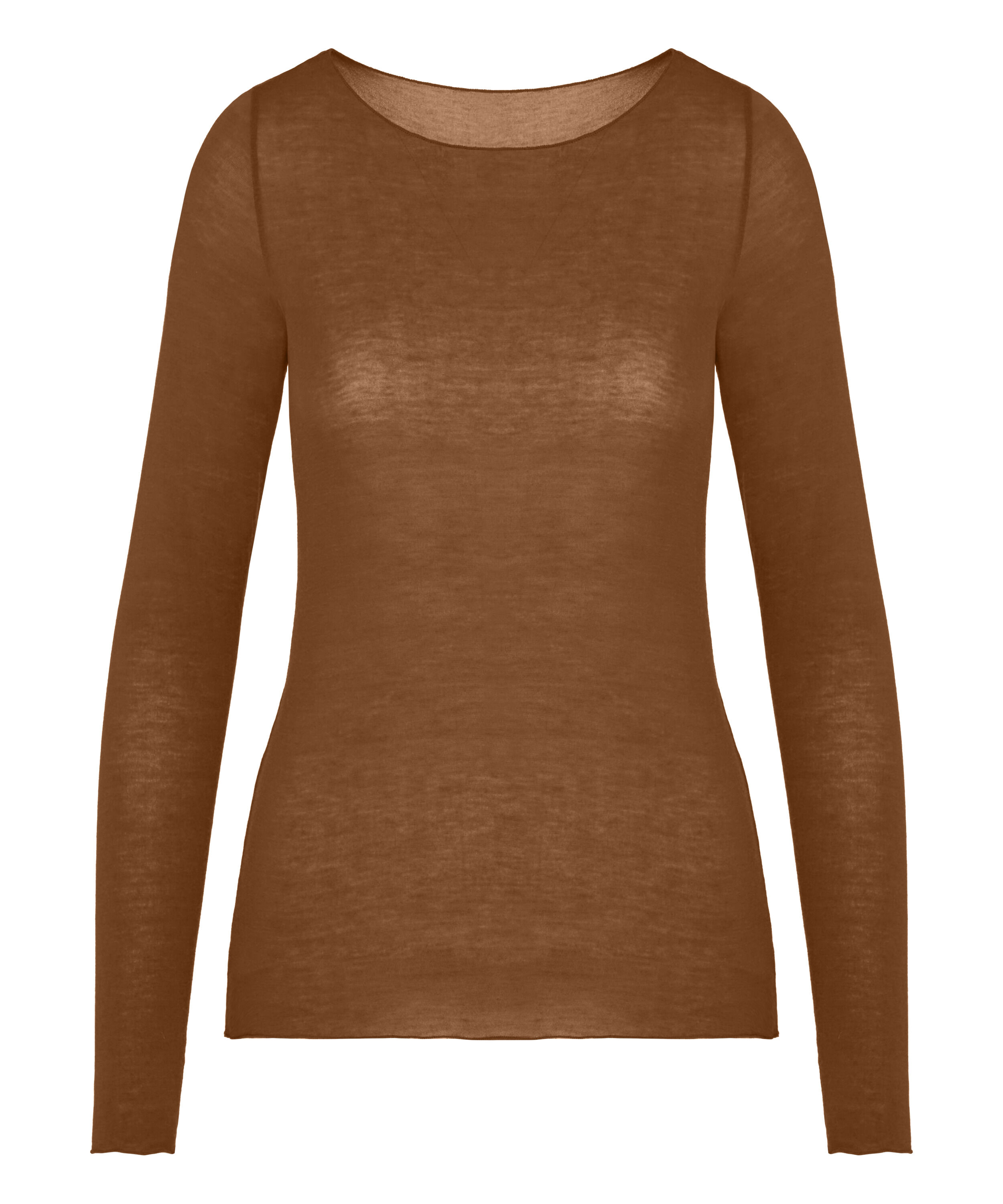 Super Soft Shirt aus Kaschmir-Mix mit U-Boot-Ausschnitt, Braun