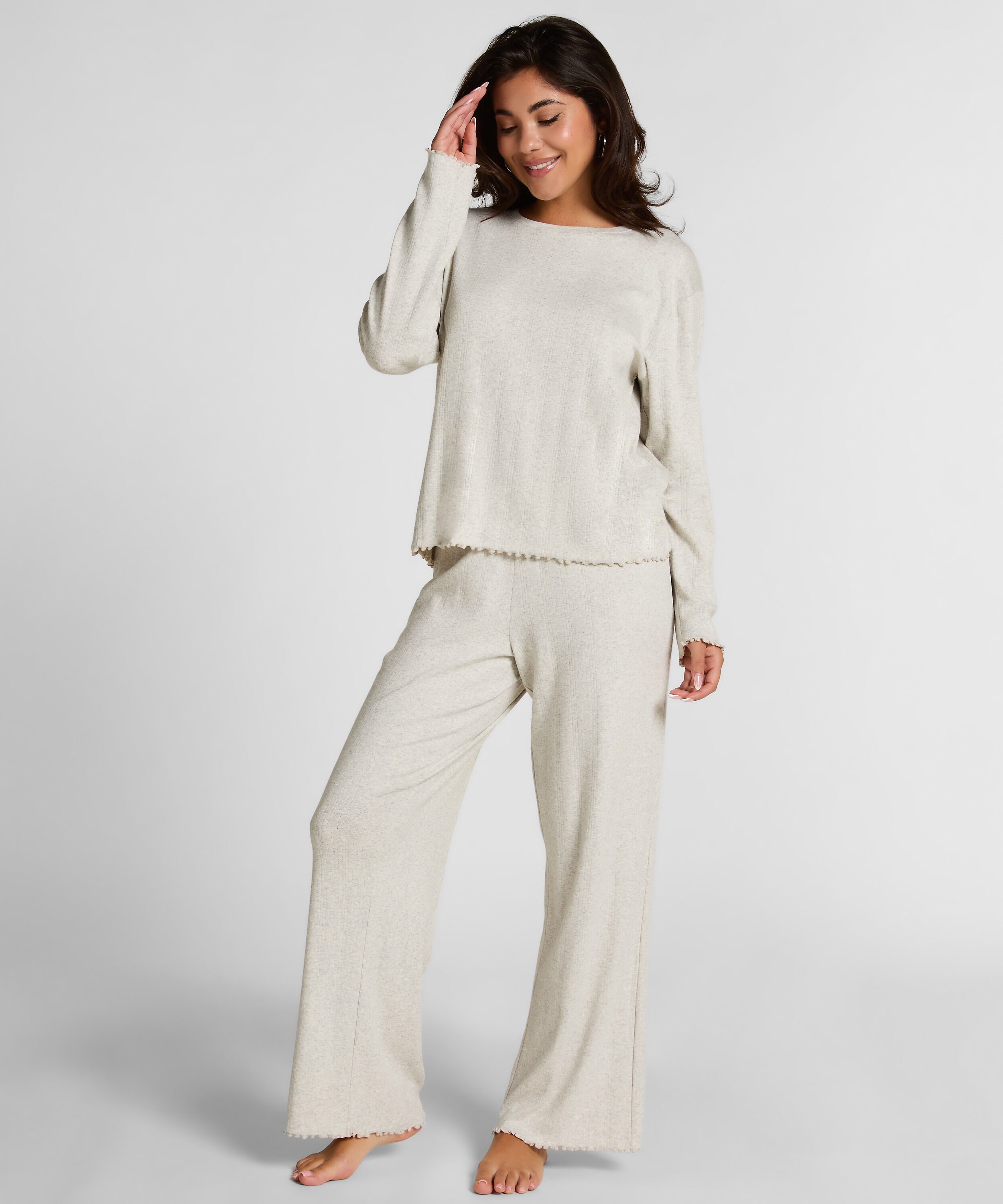 Pyjama Hose Loose Pointelle, Grau Pyjama Hose Loose Pointelle, Grau