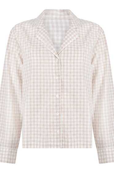 Thumbnail - Hunkemöller Dobby Pyjama-Jacke aus Gewebter Baumwolle Beige