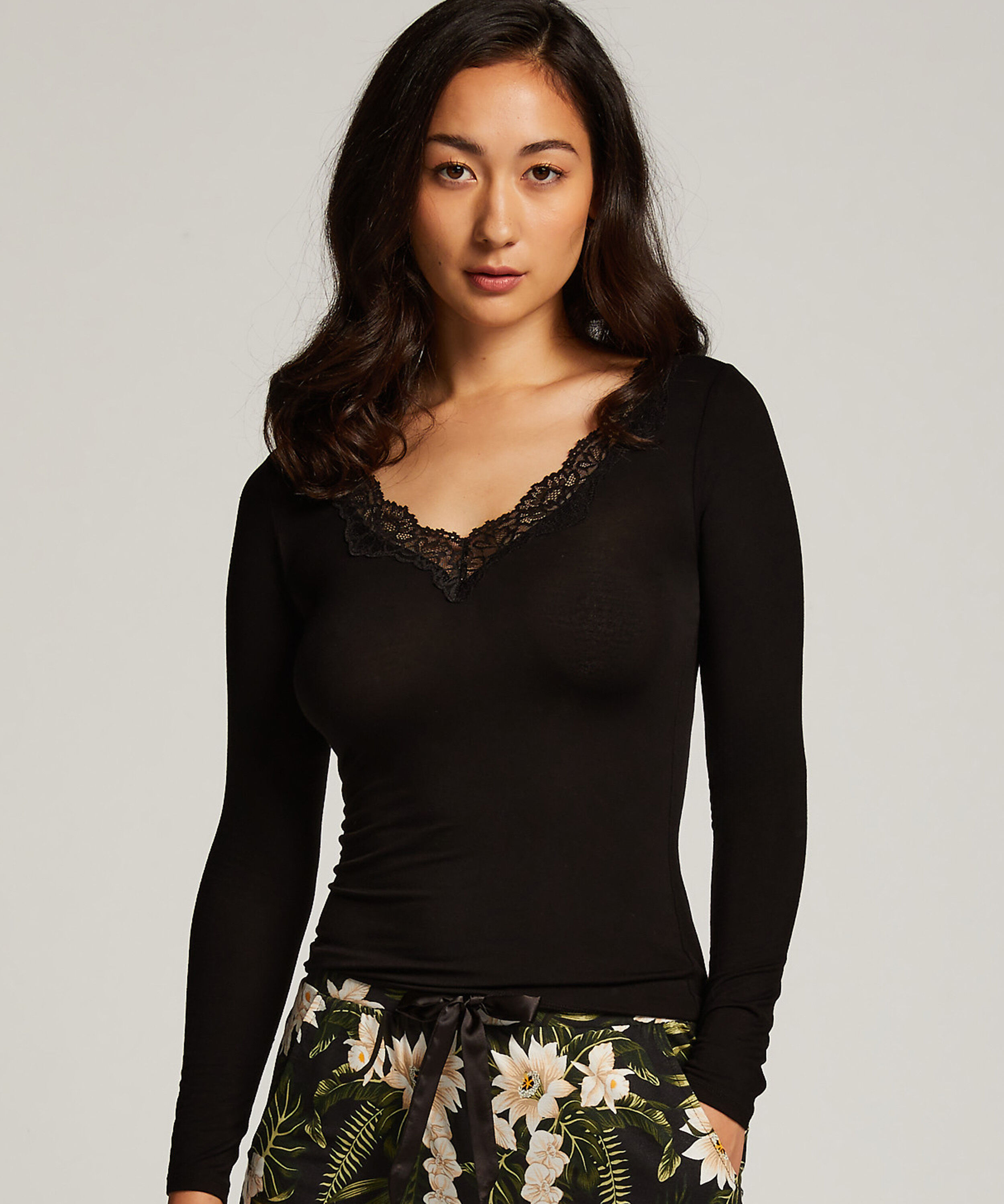 Pyjamatop Jersey, Schwarz