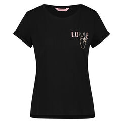 Kurzarm-Pyjamatop, Schwarz