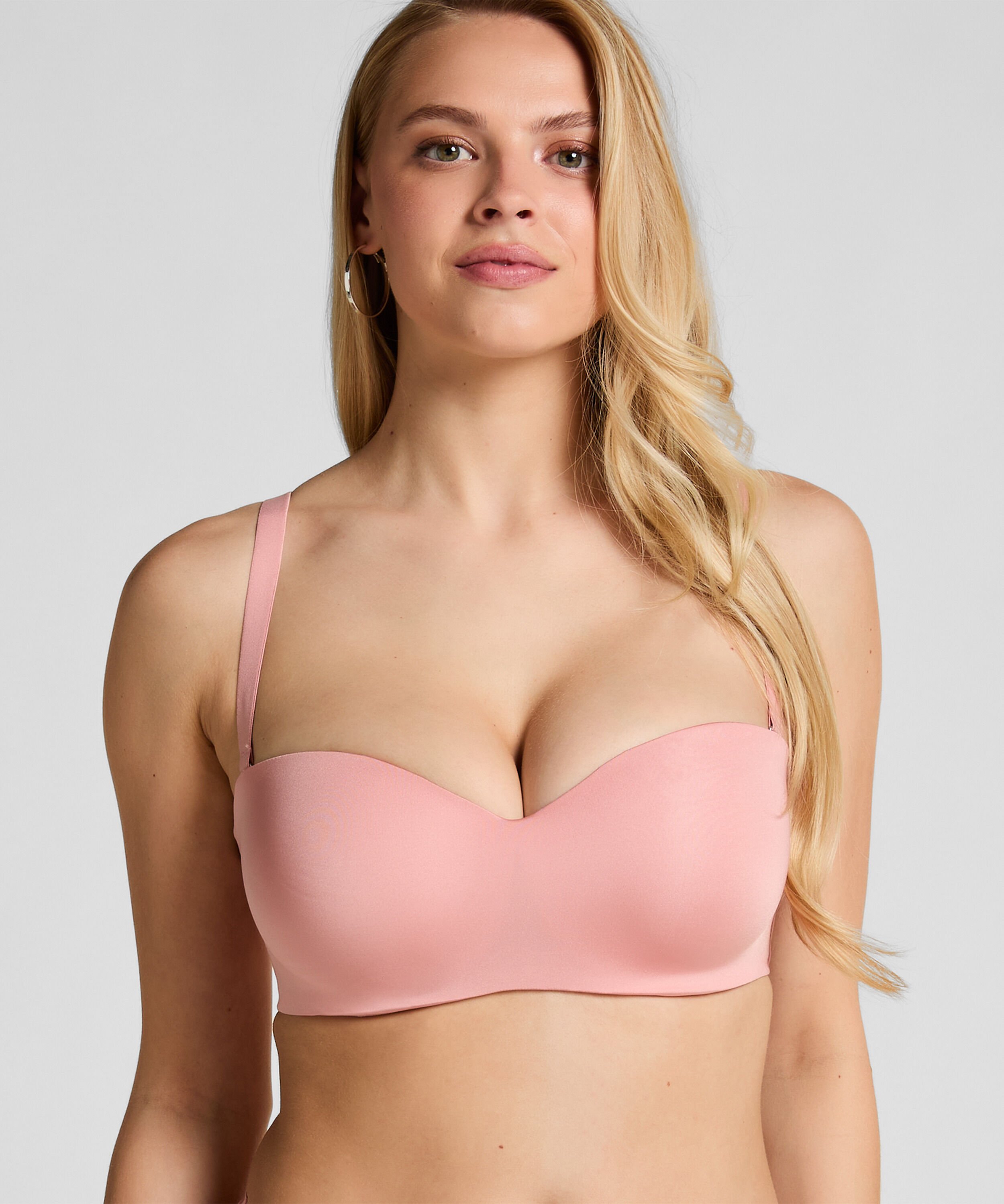 Gepolsterter trägerloser Push-Up BH mit Bügeln Smooth, Rosa Gepolsterter trägerloser Push-Up BH mit Bügeln Smooth, Rosa