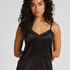 Cami Velours Spitze, Schwarz