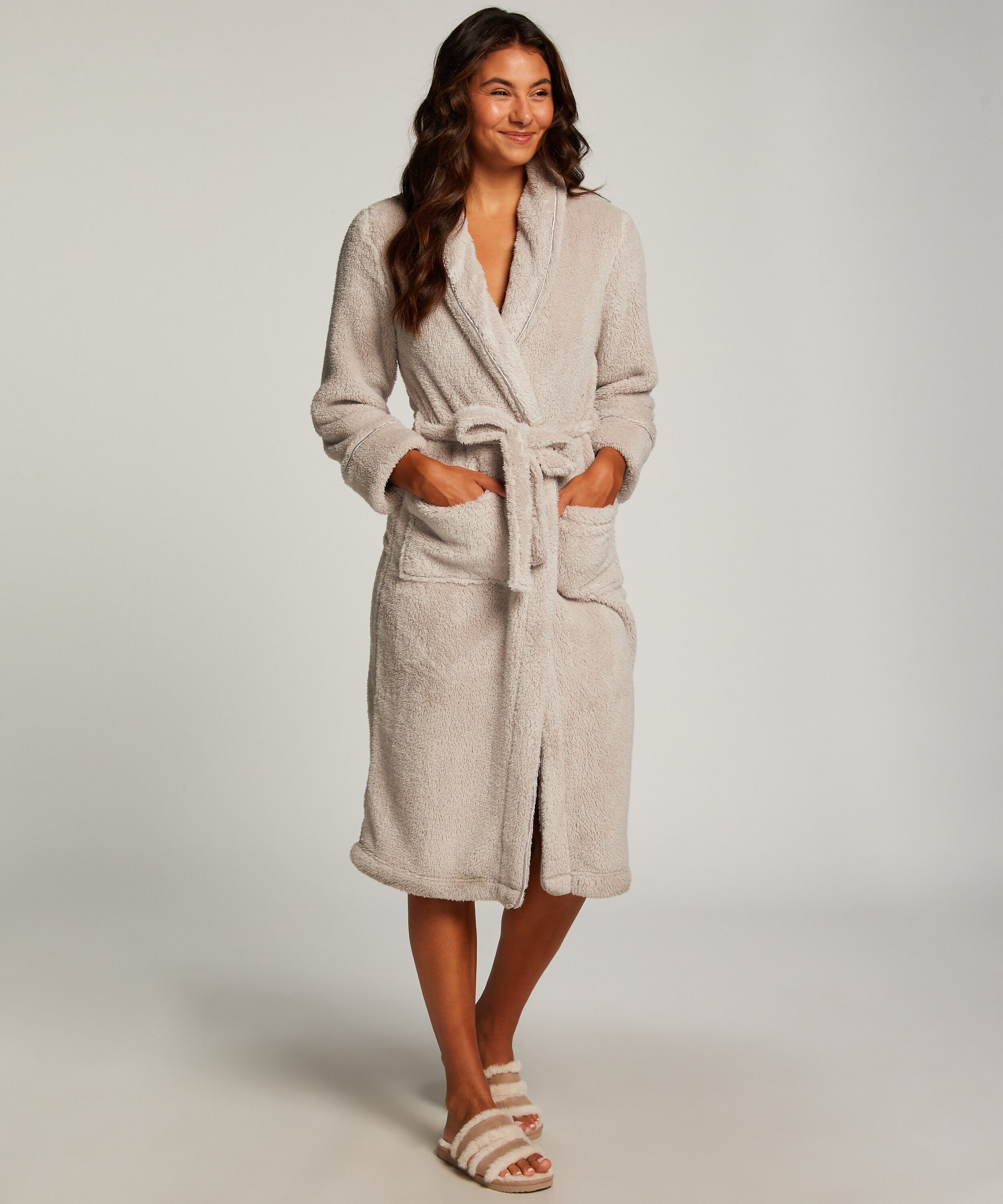 Bademantel Fleece, Braun