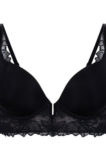 Thumbnail - Hunkemöller Jemima Gepolsterter Longline-Push-up-BH mit Bügel Schwarz