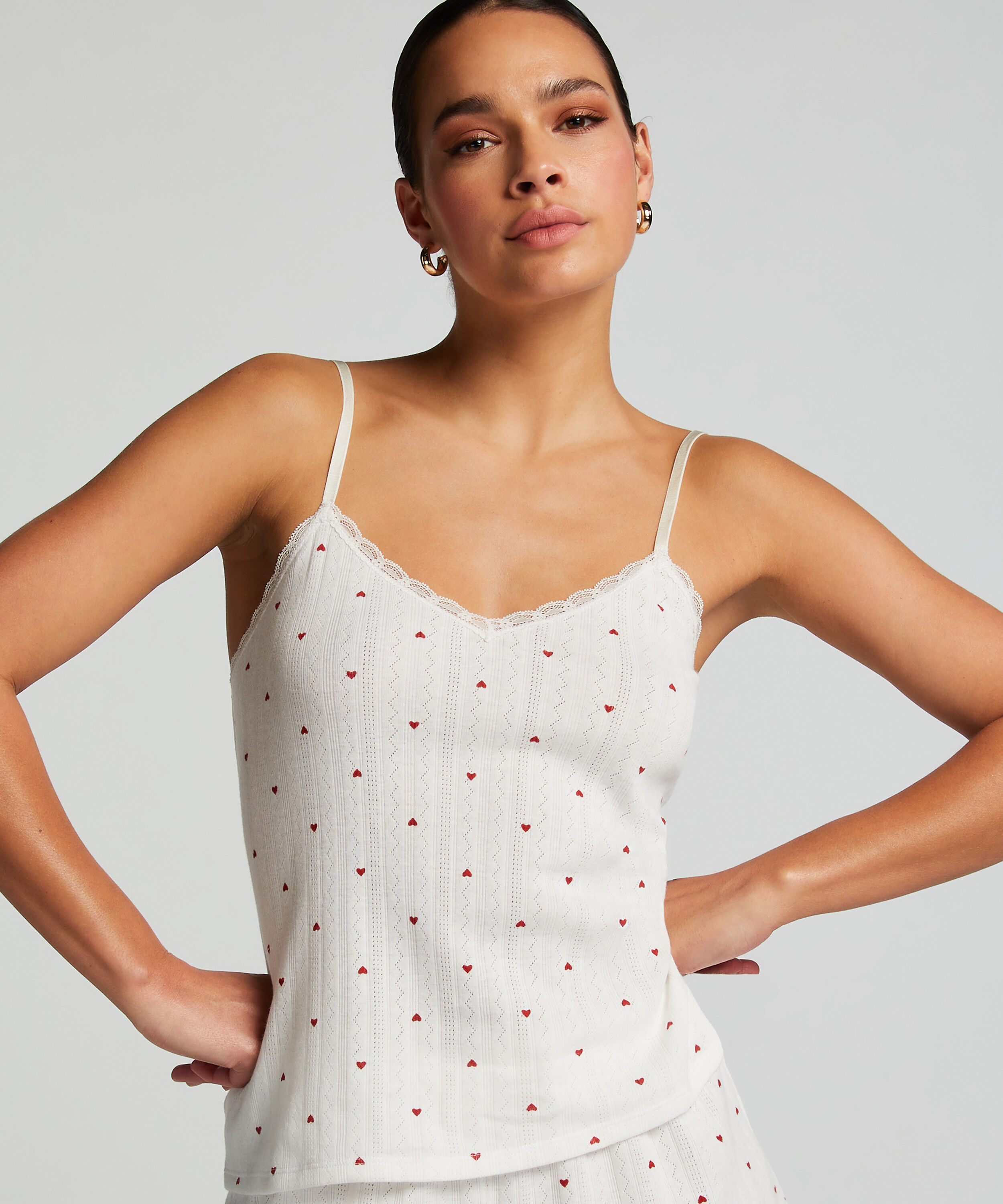 Top Cami Lace, Weiß