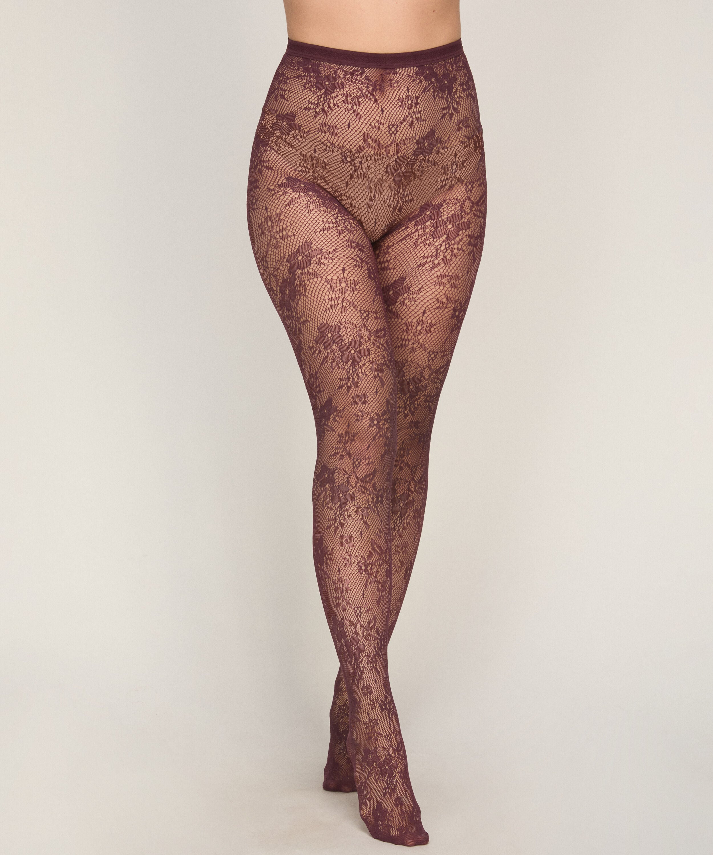 Strumpfhose Allover Lace Fishnet, Lila