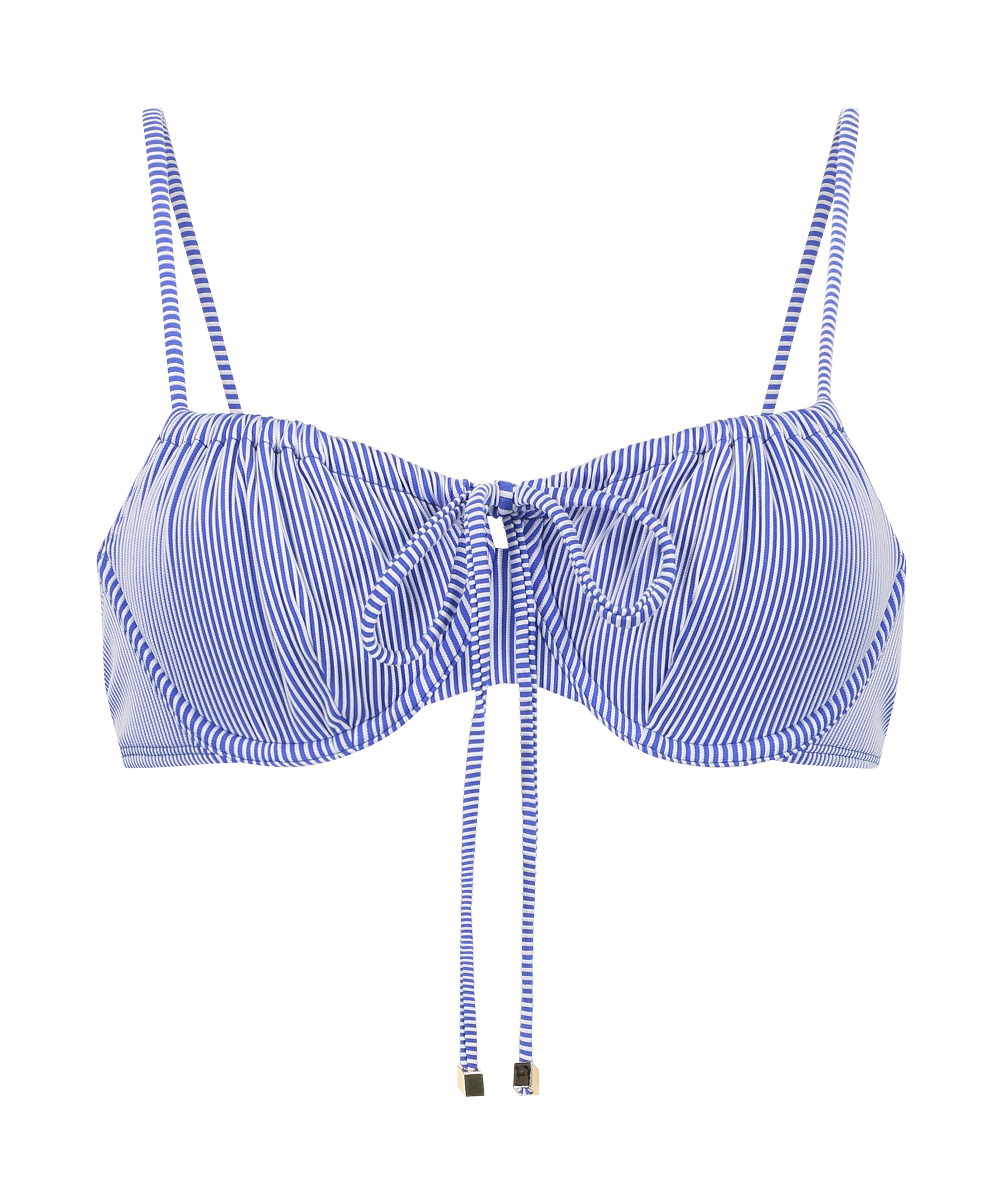Unwattiertes Bügel-Bikini-Top Rib Fiji, Blau, main