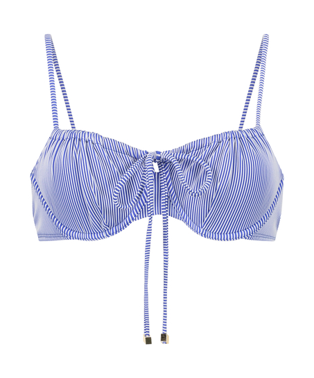 Unwattiertes Bügel-Bikini-Top Rib Fiji, Blau