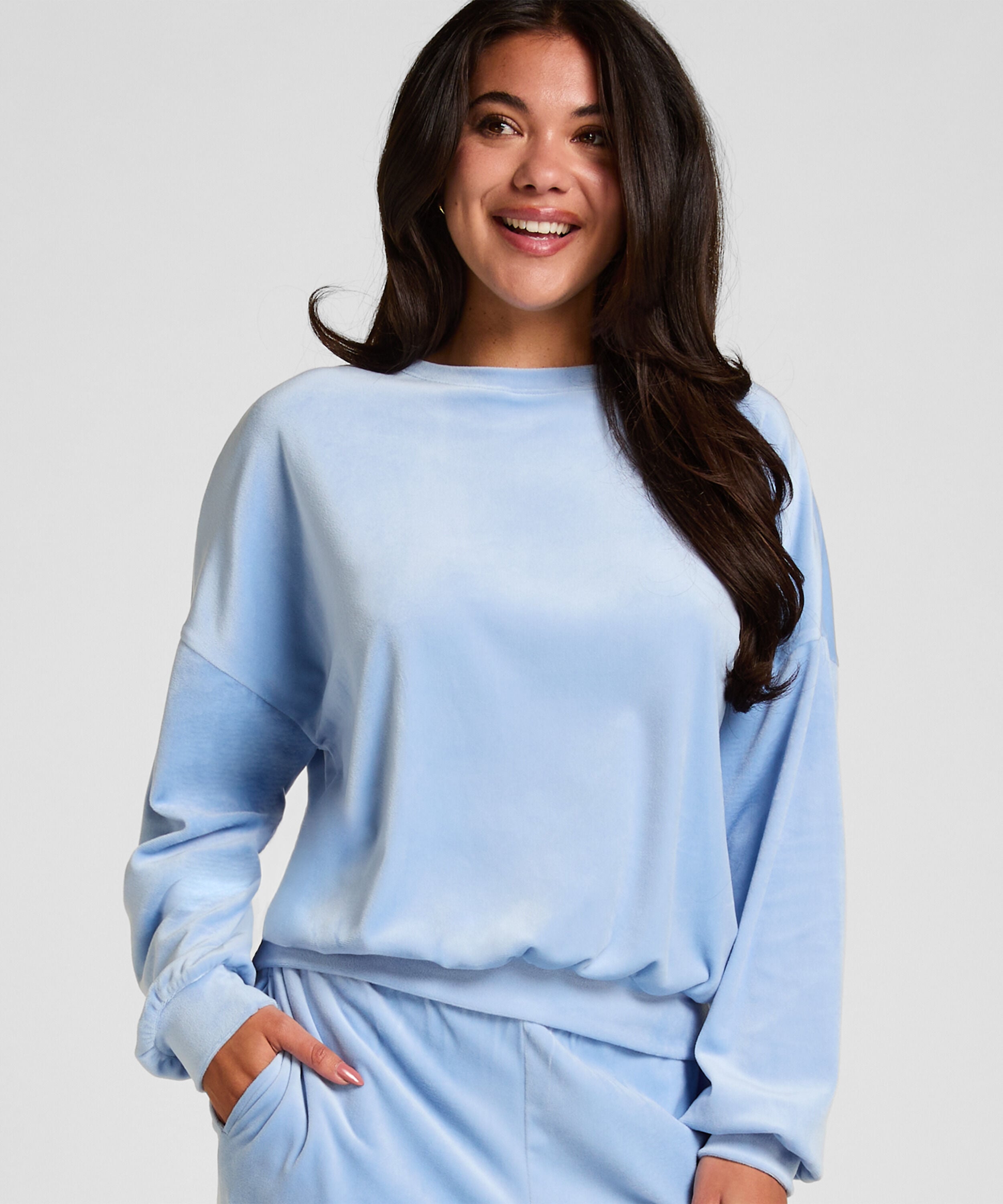 Velours Top, Blau Velours Top, Blau