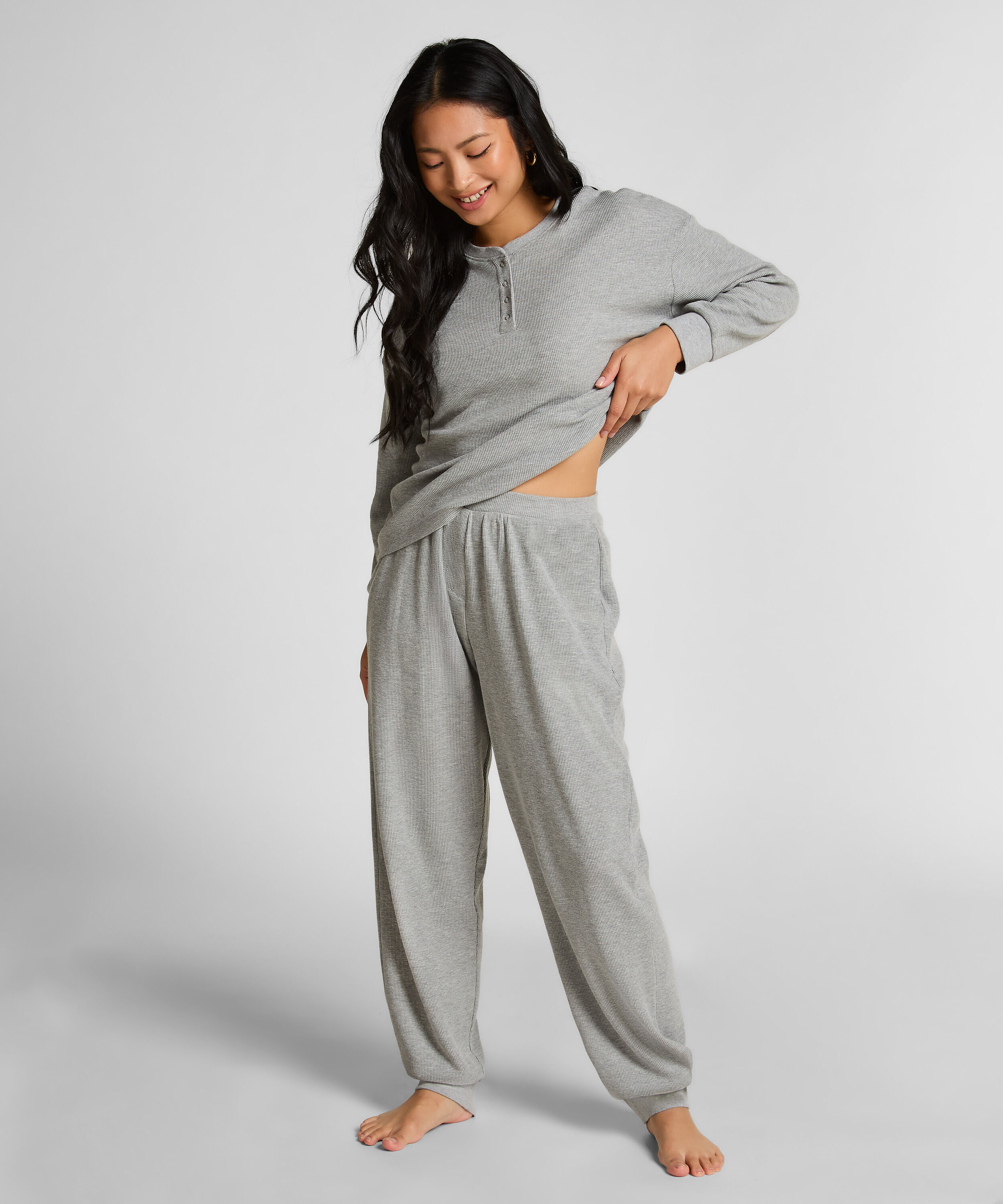 Jogger Waffelstrick, Grau