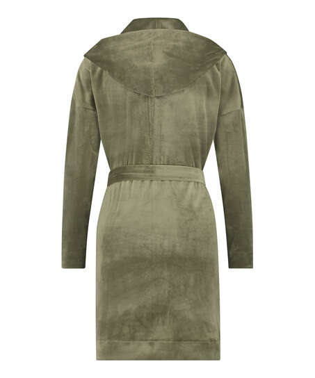 Kurzer Bademantel Velours, gr&uuml;n