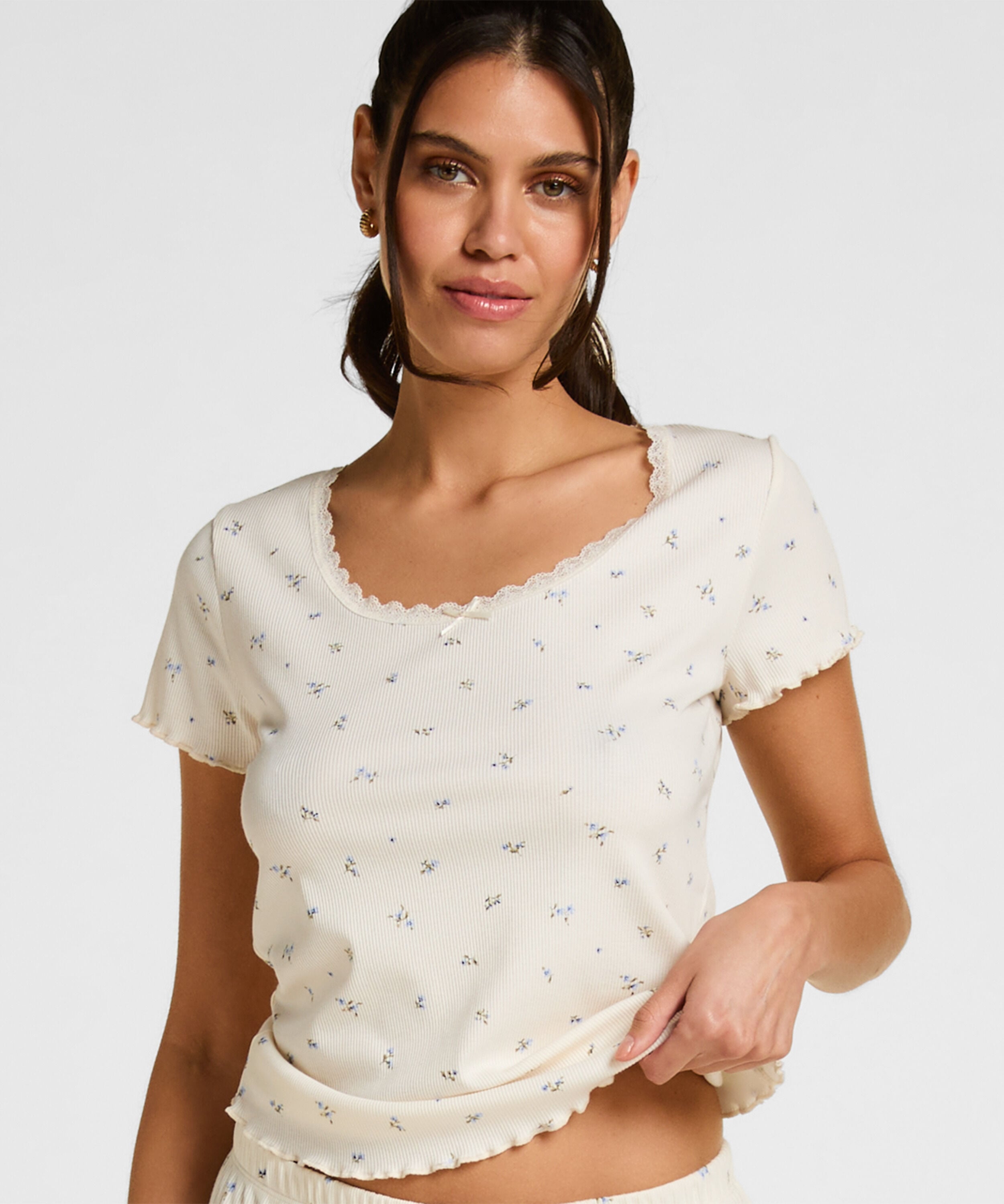 Daisy Pyjama-Shirt, Weiß Daisy Pyjama-Shirt, Weiß