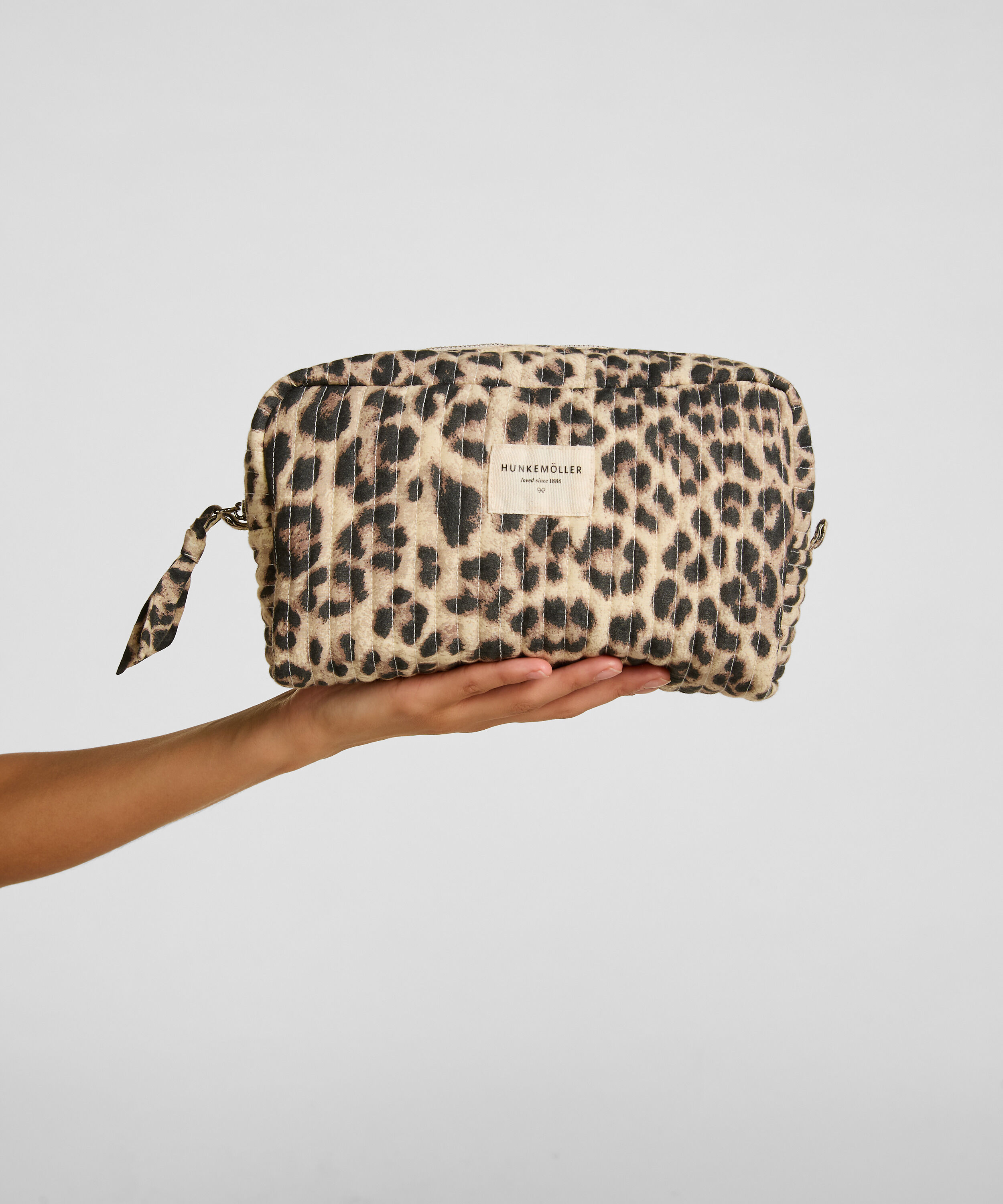 Make-Up Tasche Groß Leopard, Weiß