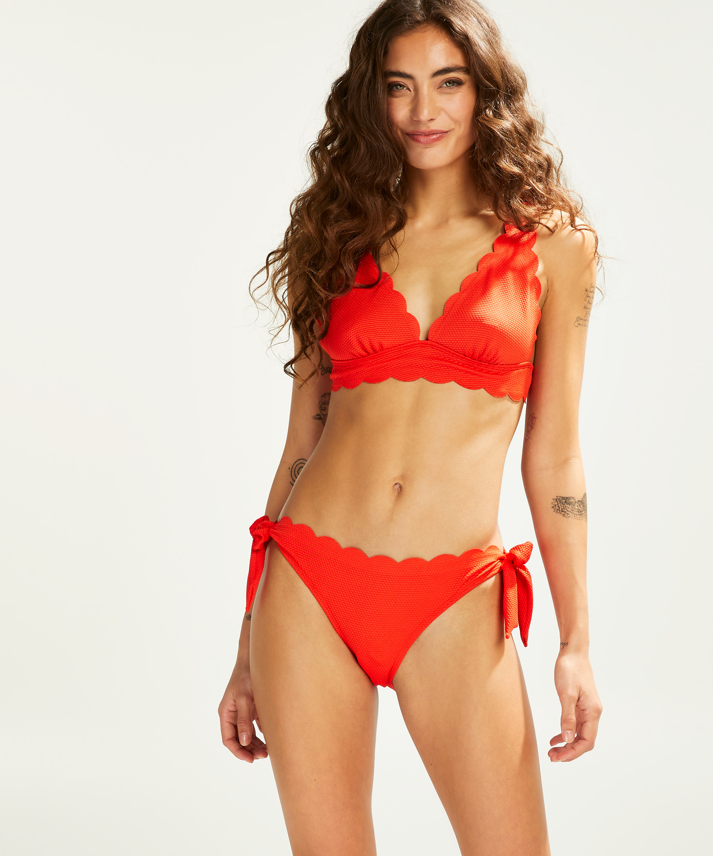 Triangel-Bikini-Oberteil Scallop, Rot, main