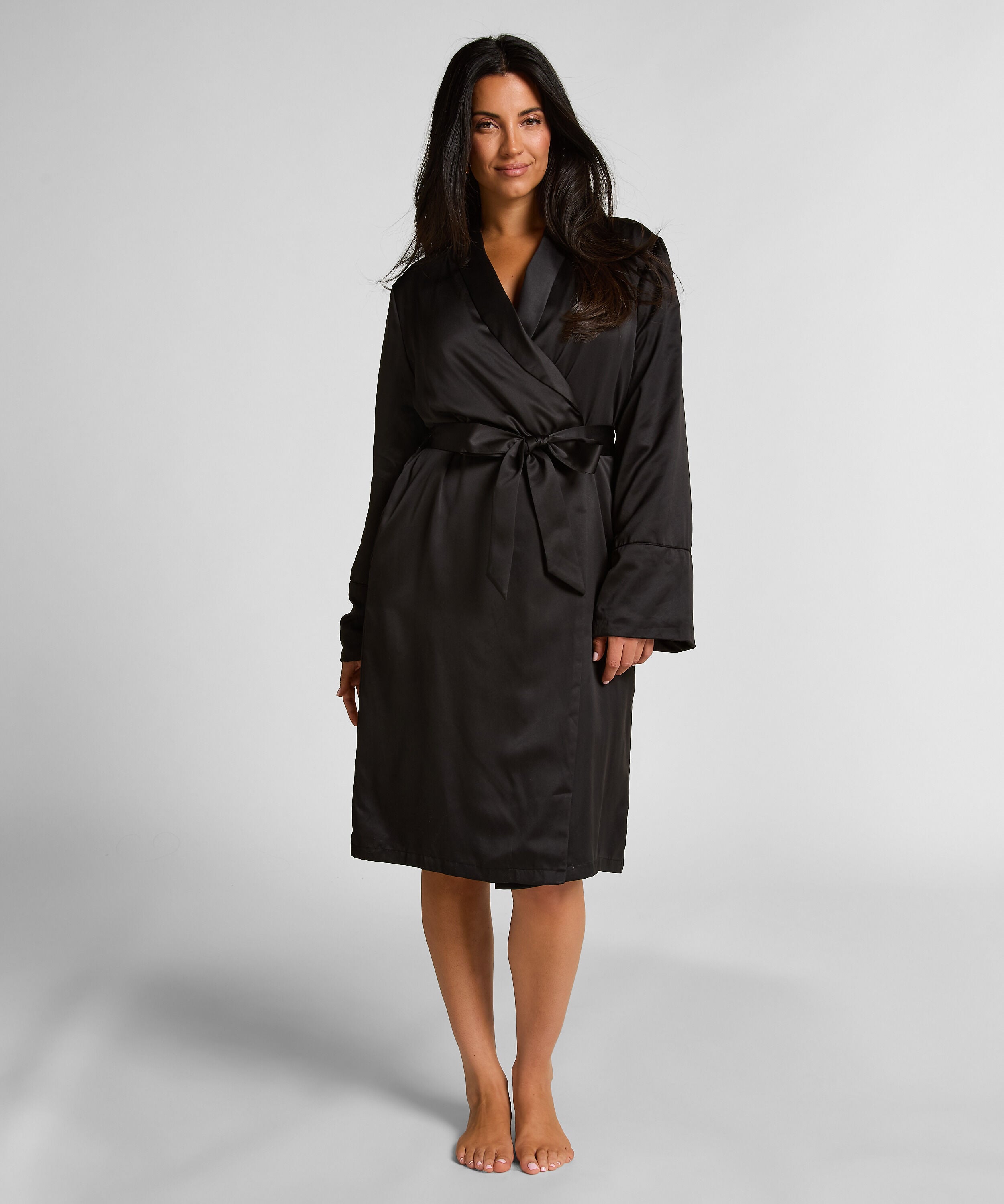 Bademantel Satin Fleece, Schwarz Bademantel Satin Fleece, Schwarz