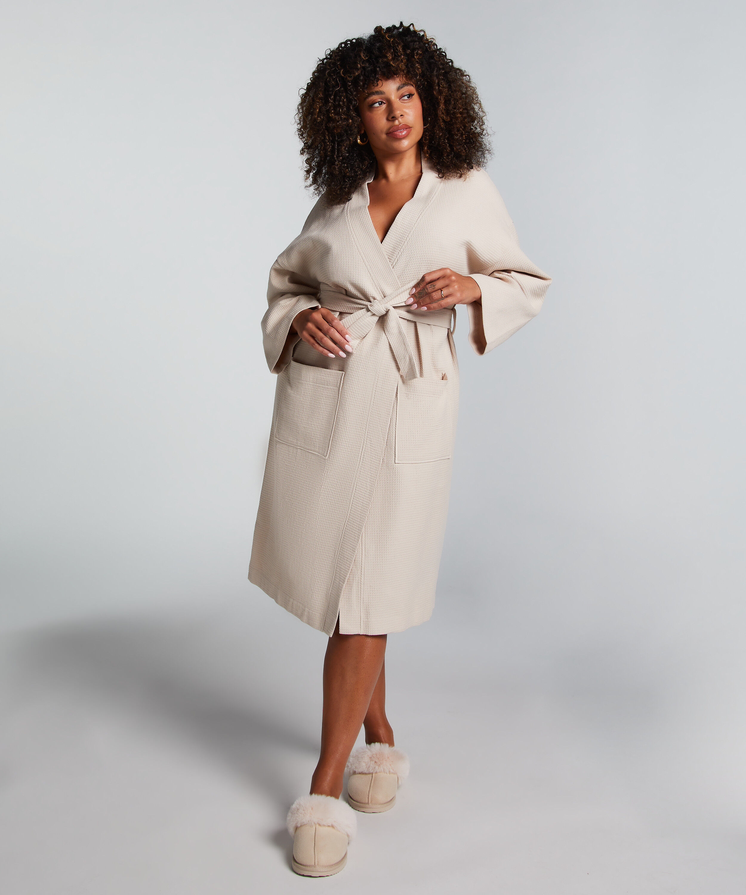 Bademantel Waffle, Beige