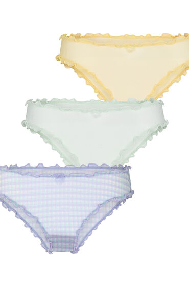 Thumbnail - Hunkemöller 3er-Pack Gingham Brazilian Slips Gelb