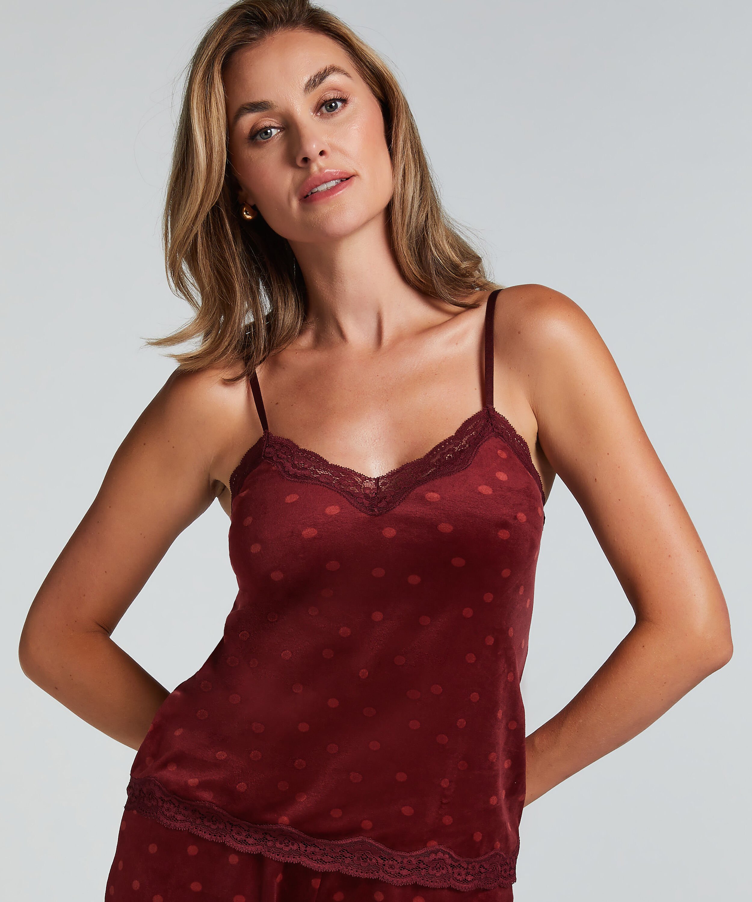 Cami Top Velours Lace, Lila Cami Top Velours Lace, Lila